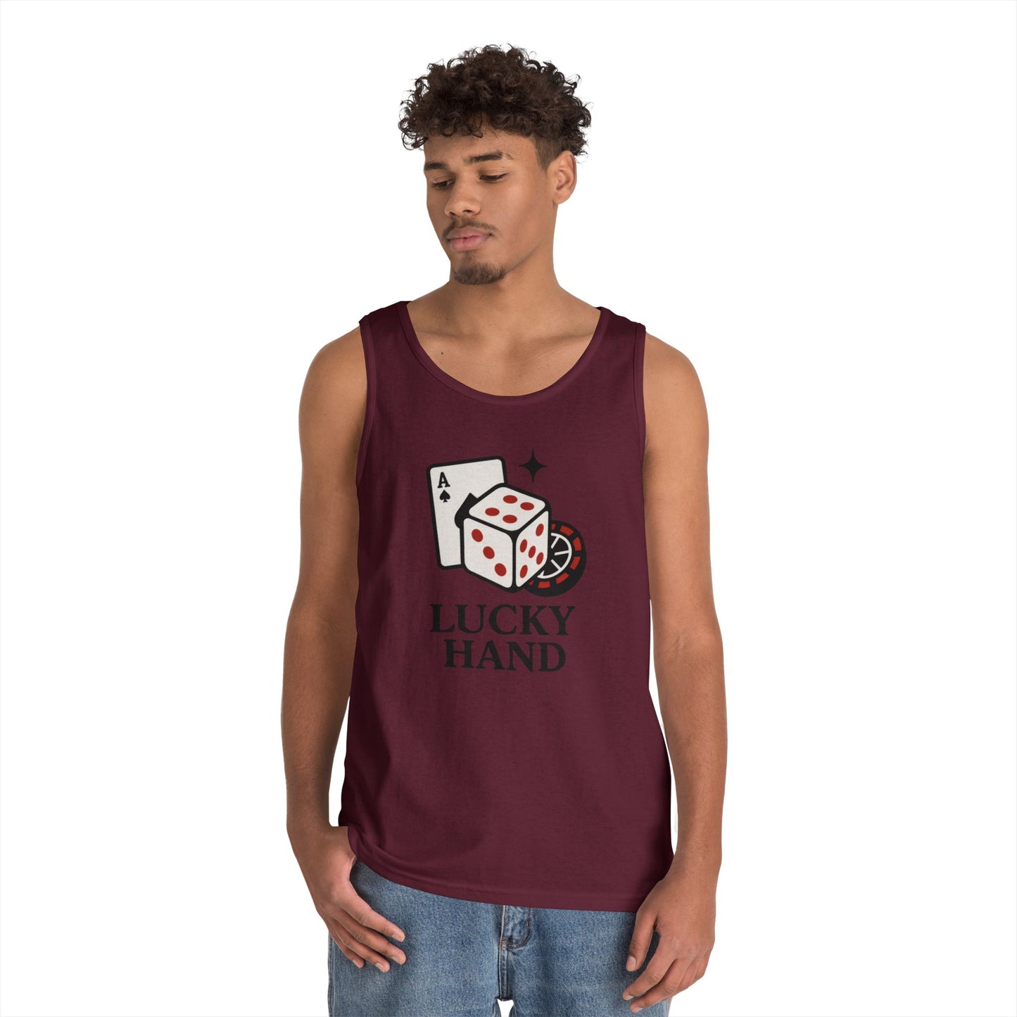 Lucky Hand Unisex Tnak Top, Gambling Tee, Casino Wear, Good Luck Gift, Poker T-Shirt, Casual Vintage Style, Gym Clothing