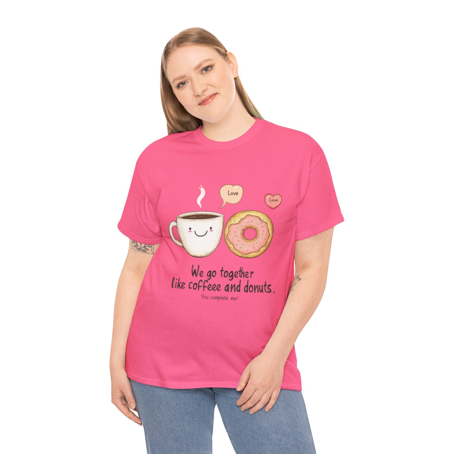 Cute Coffee and Donut Love T-Shirt, Funny Couple Quote, Kawaii Breakfast Graphic Shirt, Gift for Coffee Lovers, Gift for Valentine's Day