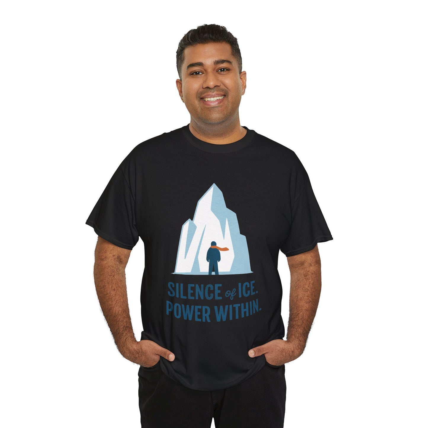 Silence of Ice Power Within Mens T-Shirt, Minimalist Nordic Iceberg Graphic Tee
