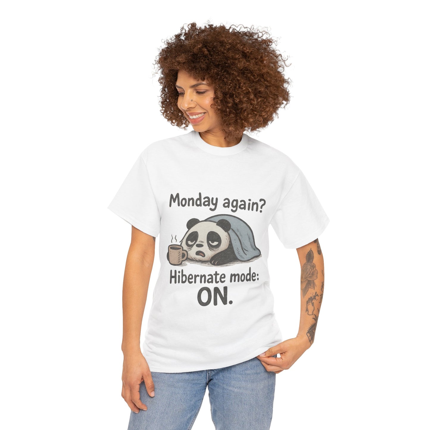 Funny Panda Hibernate Womens Tee, Cute Animal Shirt, Unisex Cotton Tee, Gift for Lazy Days, Monday Motivation T-shirt