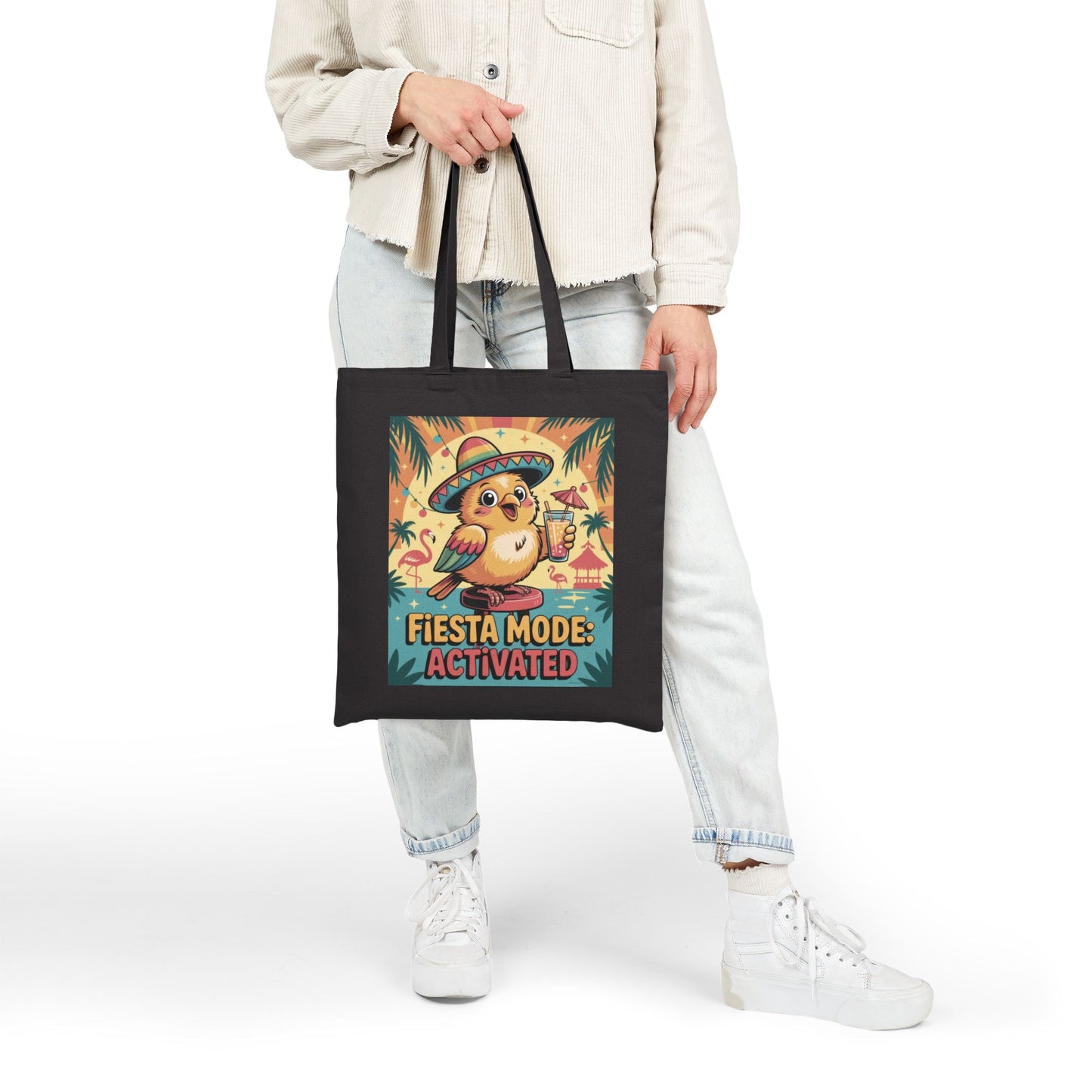 Fiesta Mode Activated Cotton Canvas Tote Bag, Fun Party Accessories, Eco-Friendly Shopping Bag, Summer Vibes Tote, Gift for Friends