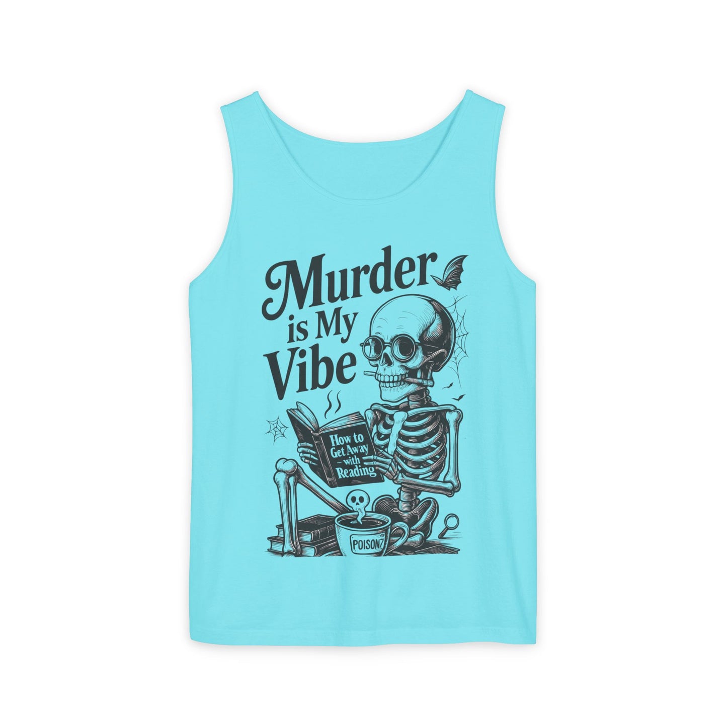 Murder Is My Vibe Tank Top, Womens Goth Tank, Halloween Clothing, Skeleton Graphic Tee, Cozy Casual Wear, Quirky Gift Idea
