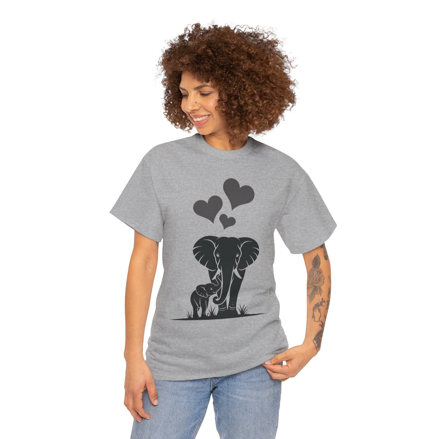 Elephant Mom and Baby T-Shirt, Elephant Love Cotton Tee, Cute Animal Shirt, Animal Lover Gift, Cute Minimalist Elephant Design
