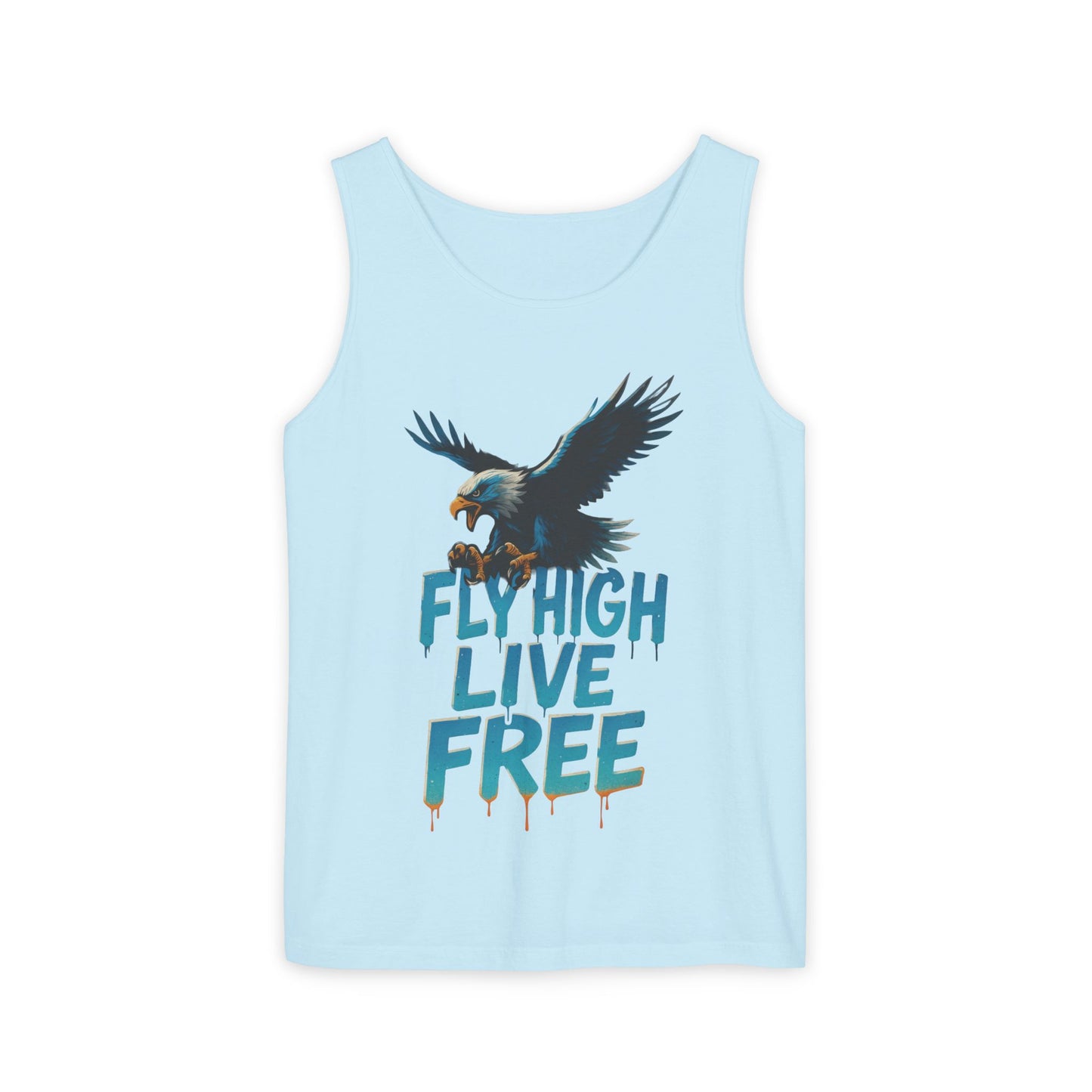 Mens Garment-Dyed Tank Top, Fly High Live Free Eagle Mens Tank Top Gym Wear