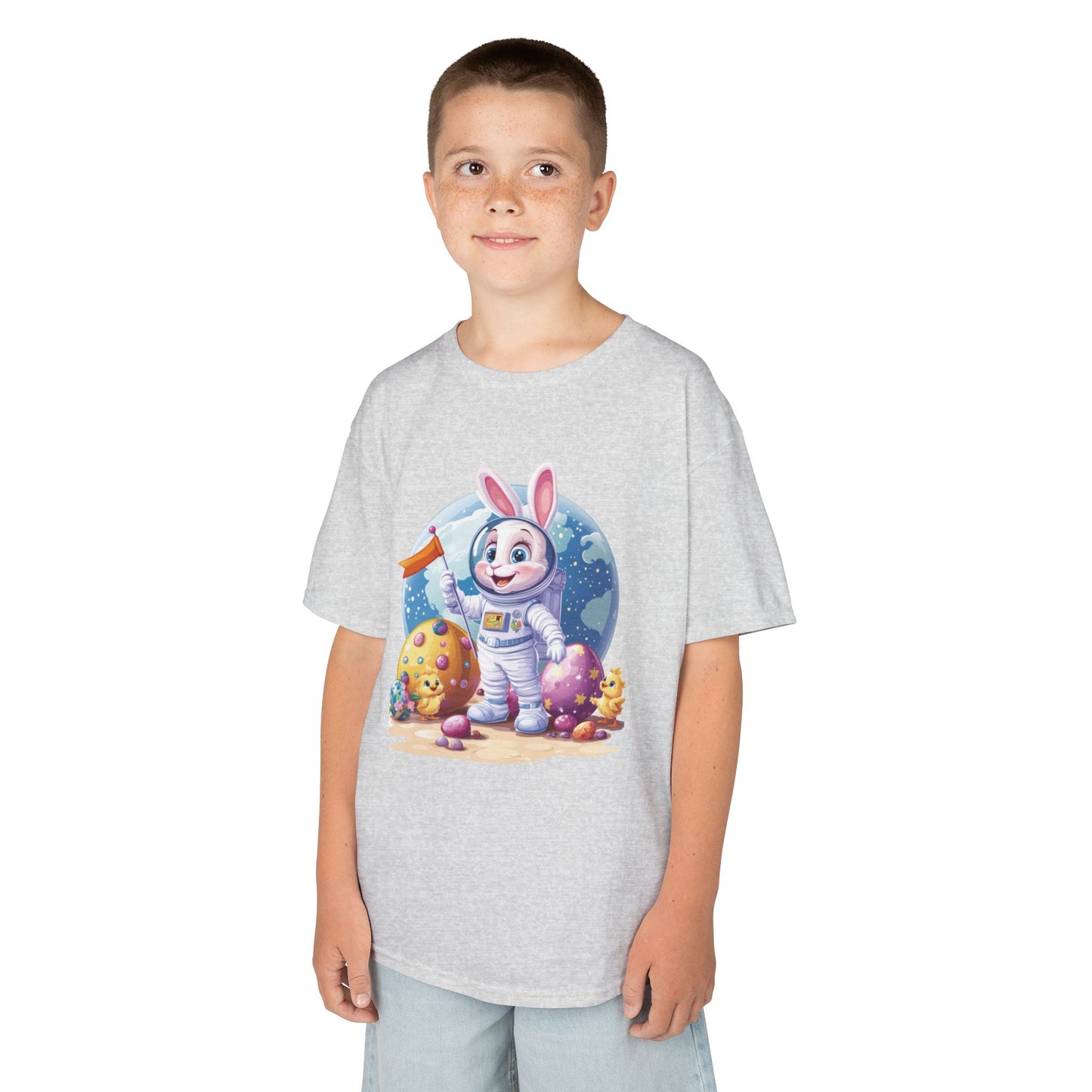 Kids Easter Astronaut Bunny T-Shirt, Space Bunny with Eggs, Galaxy Adventure Tee, Cute Bunny Gift for Boys and Girls