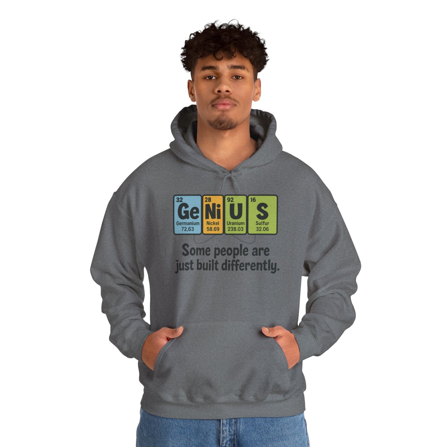Funny Mens Genius Hoodie, Periodic Table Nerd Sweatshirt, Smart Science Pullover Gift for Him, Science Lover Apparel, Funny Hoodie
