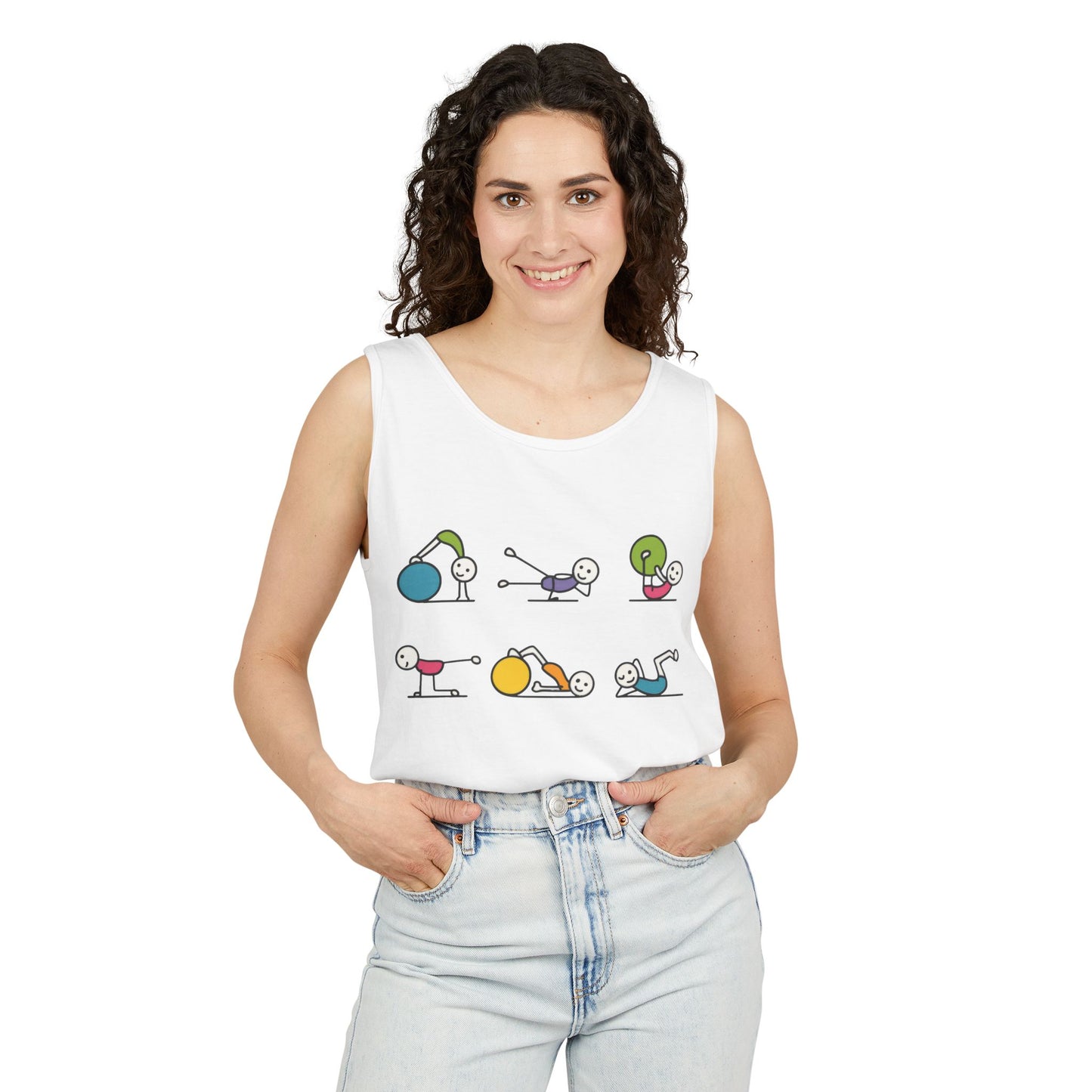 Womens Garment-Dyed Tank Top, Fit Fun Pilates Womens Tank Top, Cute Workout Shirt, Funny Yoga Gym Top for Women