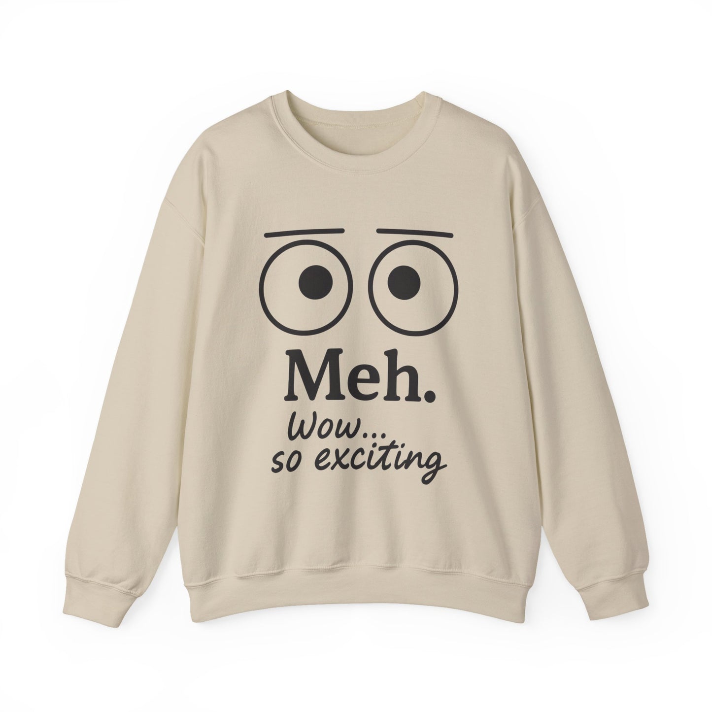 Mens Heavy Blend Crewneck with 'Meh' Design, Comfortable Apparel for Everyday Wear, Perfect for Relaxing
