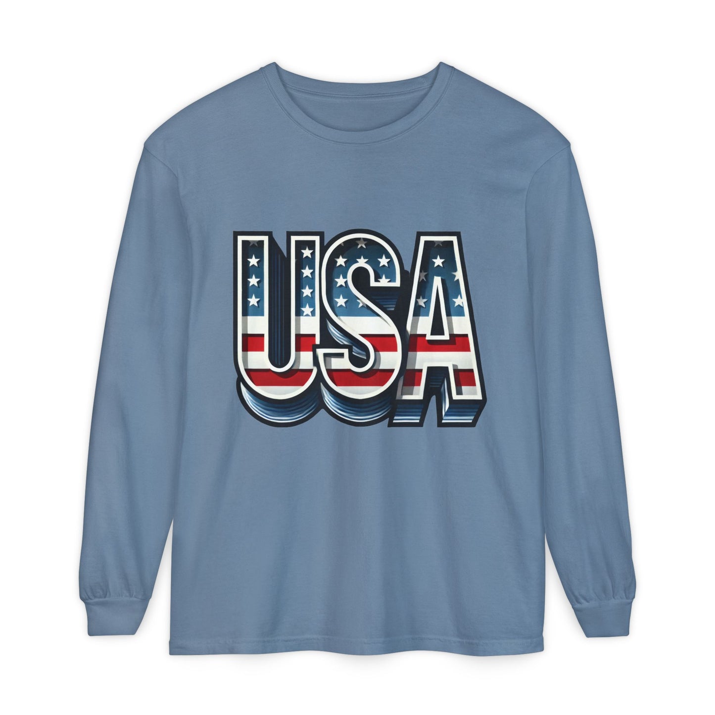 Patriotic Long Sleeve Unisex T-Shirt, USA Design, Unisex Tee for Independence Day, Memorial Day, Family Celebrations, Casual Wear