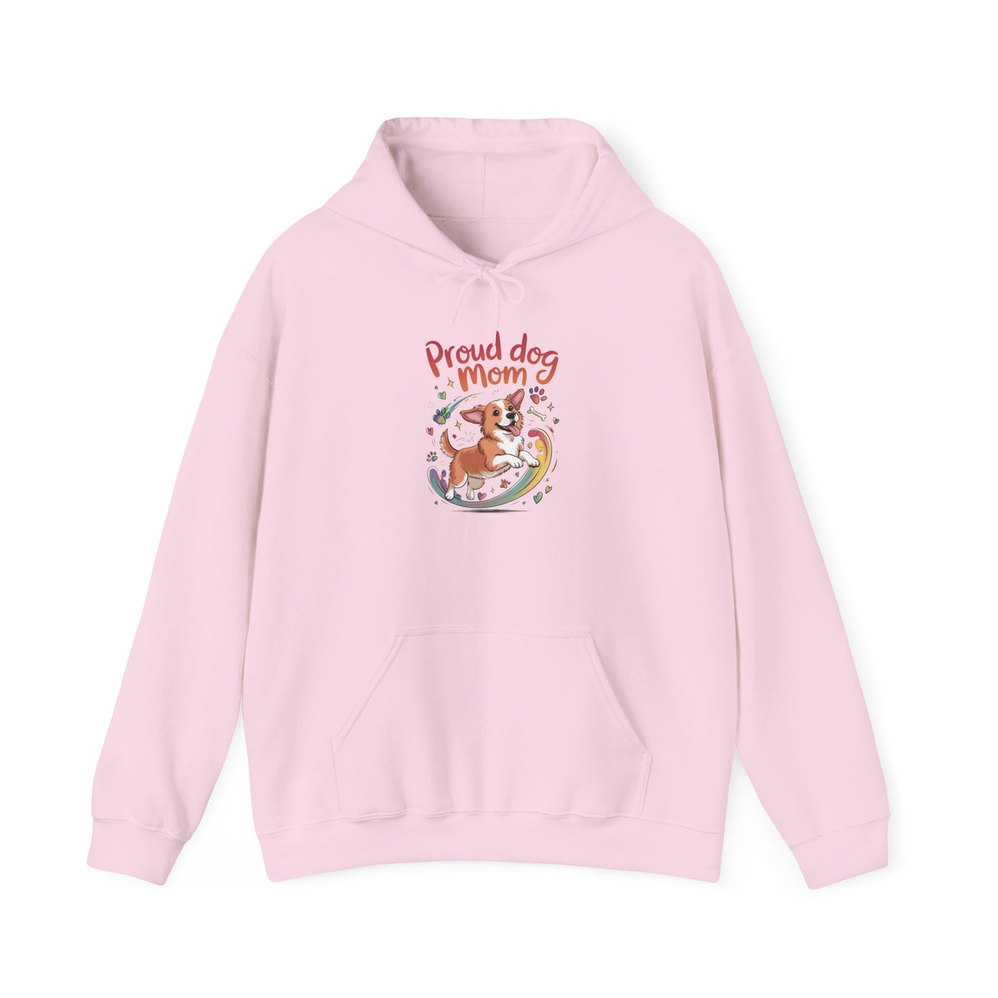Proud Dog Mom Hoodie, Gift for Dog Owners, Dog Lover Apparel, Mother's Day Gift, Unisex Hooded Sweatshirt, Corgi Rainbow Print