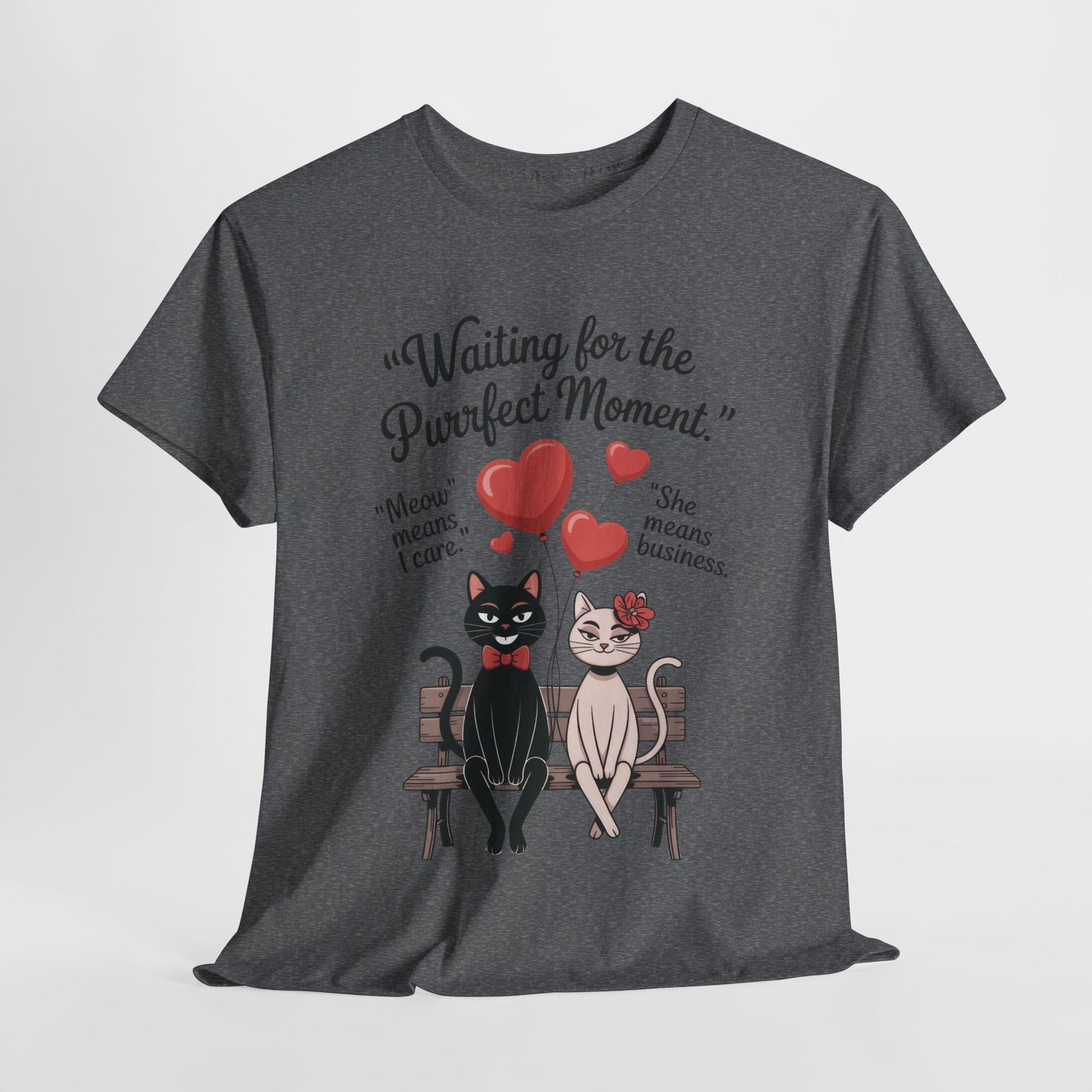 Cute Cat Lovers Tee, Womens Heavy Cotton Tee for Pet Owners, Funny Cat Shirt, Gift for Cat Lovers, Casual T-Shirt, Animal Art Tee
