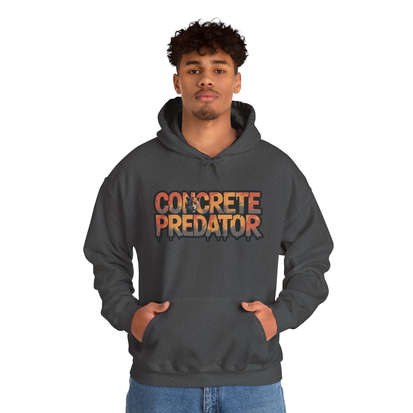 Mens Heavy Blend™ Hooded Sweatshirt, Concrete Predator Panther Hoodie Mens Urban Streetwear