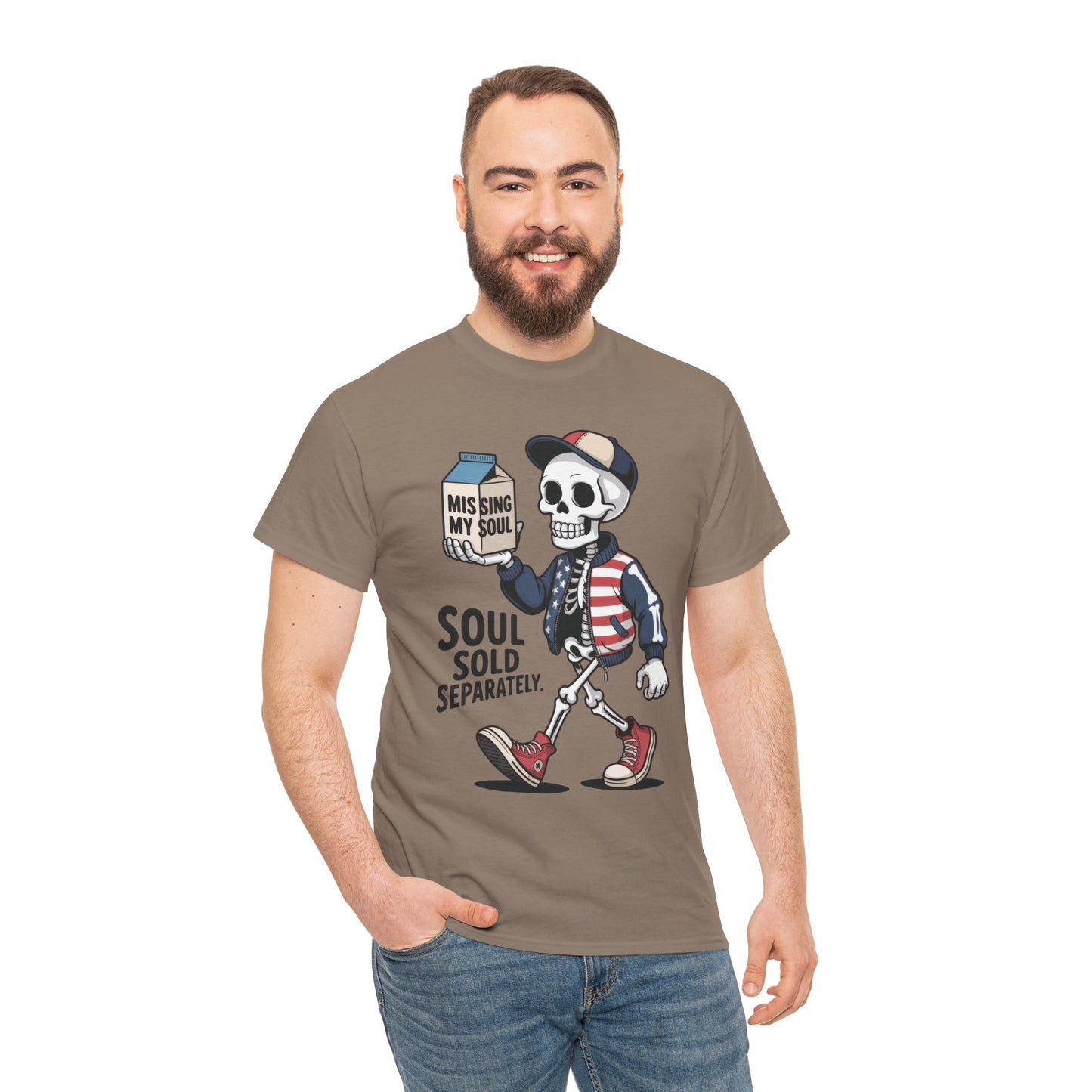 Funny Skeleton T-Shirt Soul Sold Separately Graphic Tee, Missing Soul Cartoon Shirt, Gothic Streetwear, Halloween Gift Tee