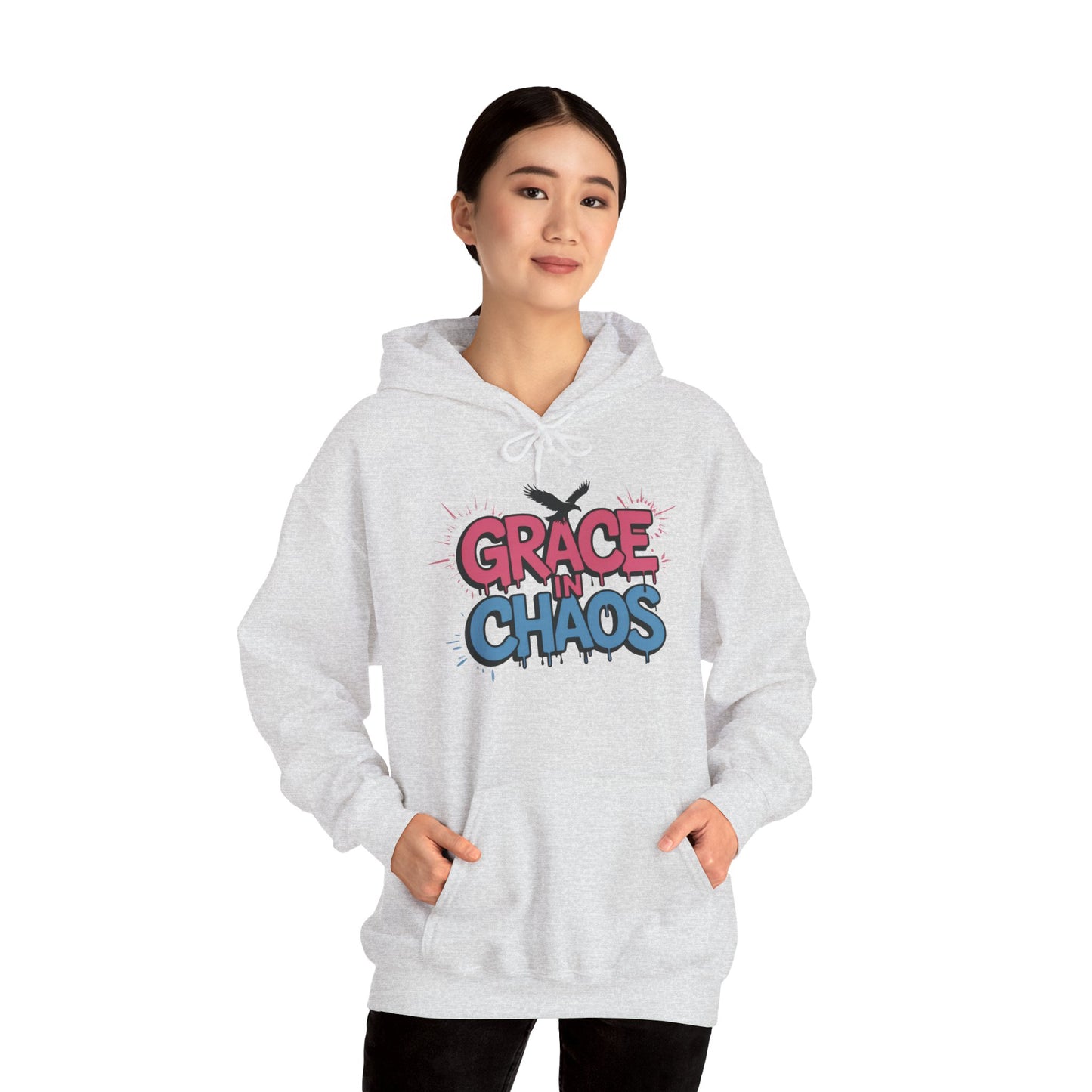 Women's Hoodie Grace in Chaos, Graffiti Dripping Street Art Urban Hoodie, Bold Graphic Pullover