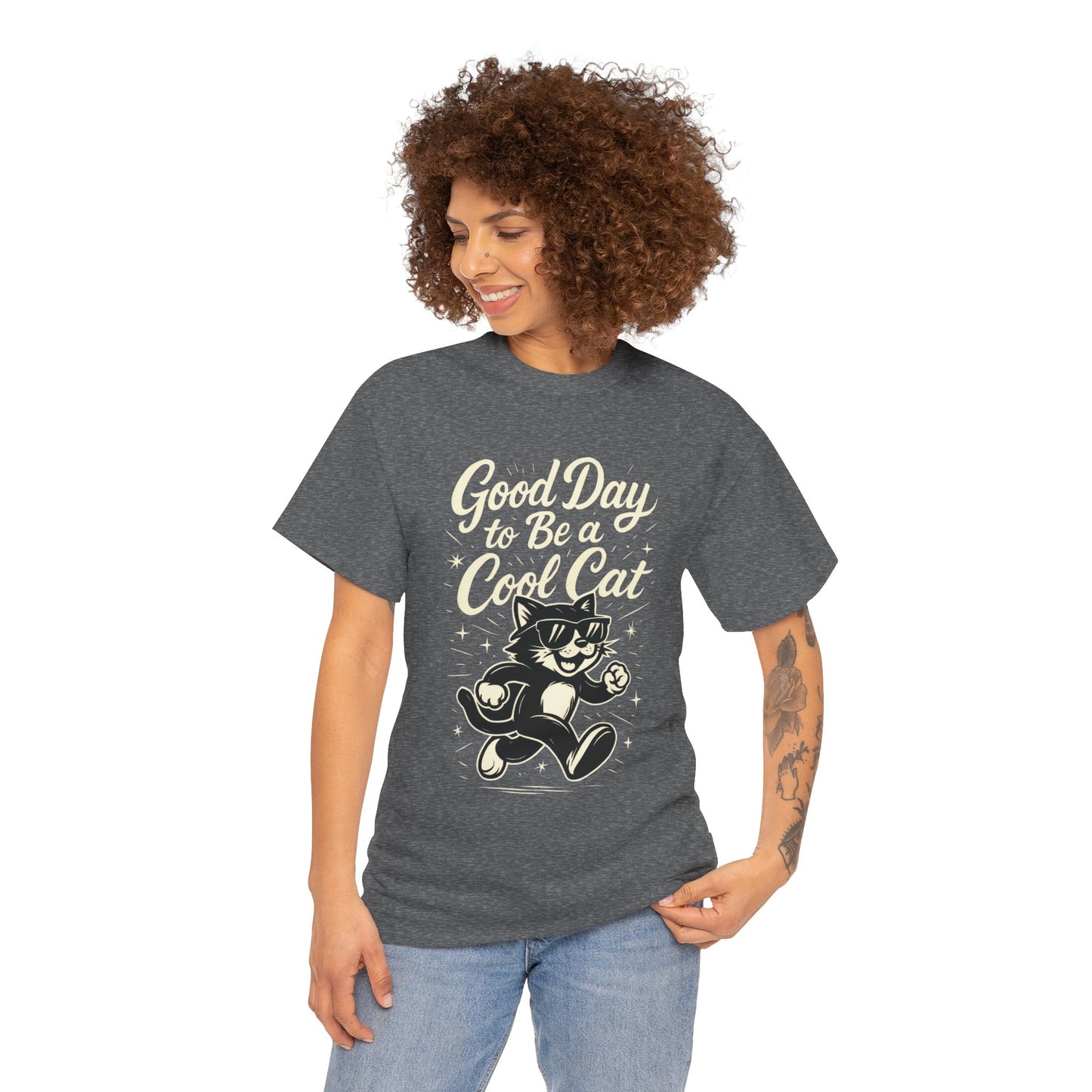 Good Day to Be a Cool Cat Womens Shirt - Funny Retro Kitty Graphic Tee for Women - Cute Cat Lover Gift, Fun T-Shirt, Unique Everyday Wear
