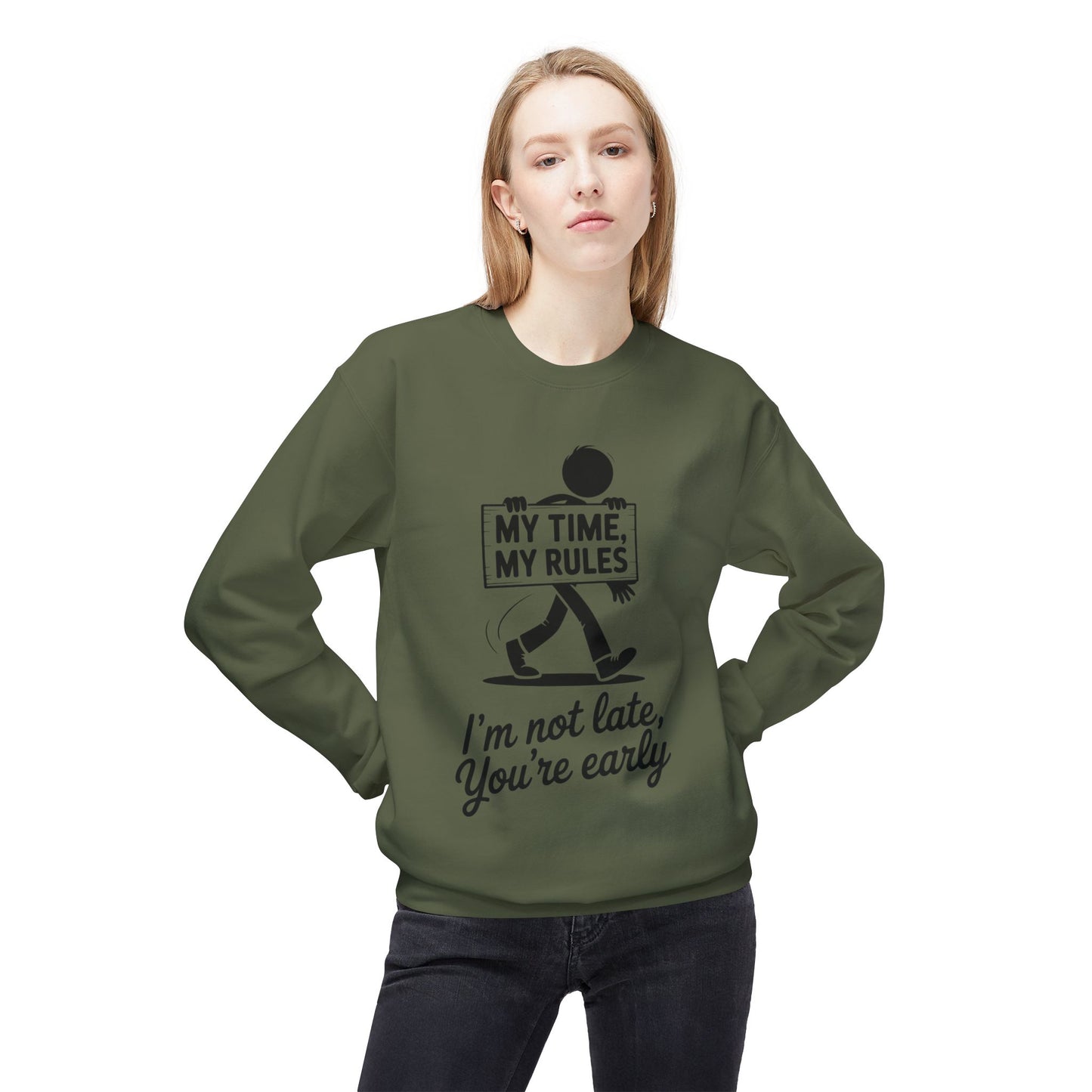 Casual Men's Crewneck Sweatshirt, Funny Sweatshirt for Men, Perfect Gift for Friends, My Time My Rules Design, Time Management Humor