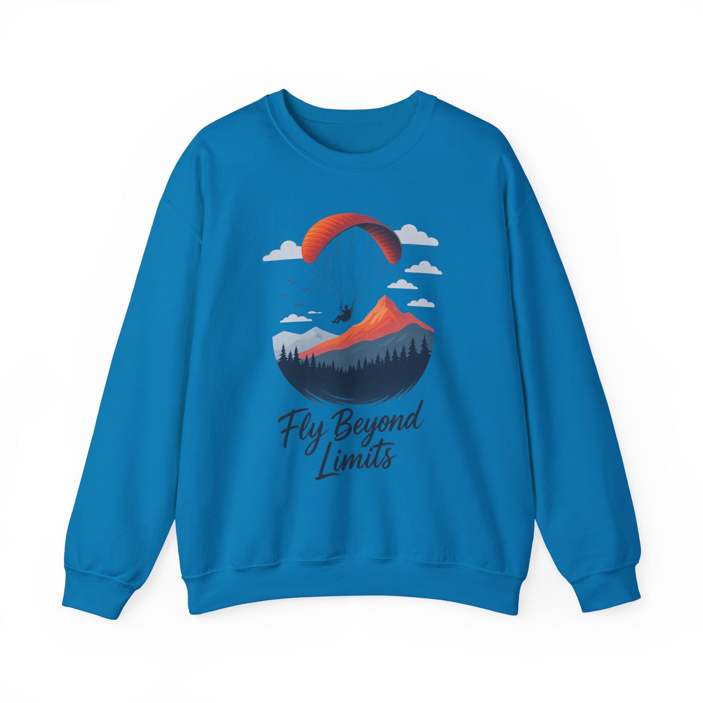 Adventure Inspiration Crewneck Sweatshirt - Fly Beyond Limits, Cozy Outdoor Outfit, Gift for Adventurers, Travel, Motivation Apparel