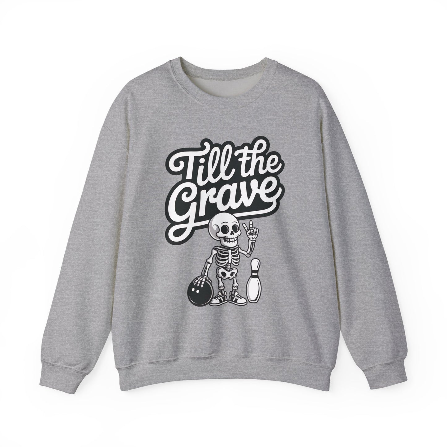 Funny Skeleton Bowling Mens Pullover, Halloween Apparel, Funny Skeleton Bowling Shirt, Casual Mens Crewneck, Cool Bowler Skull Crewneck