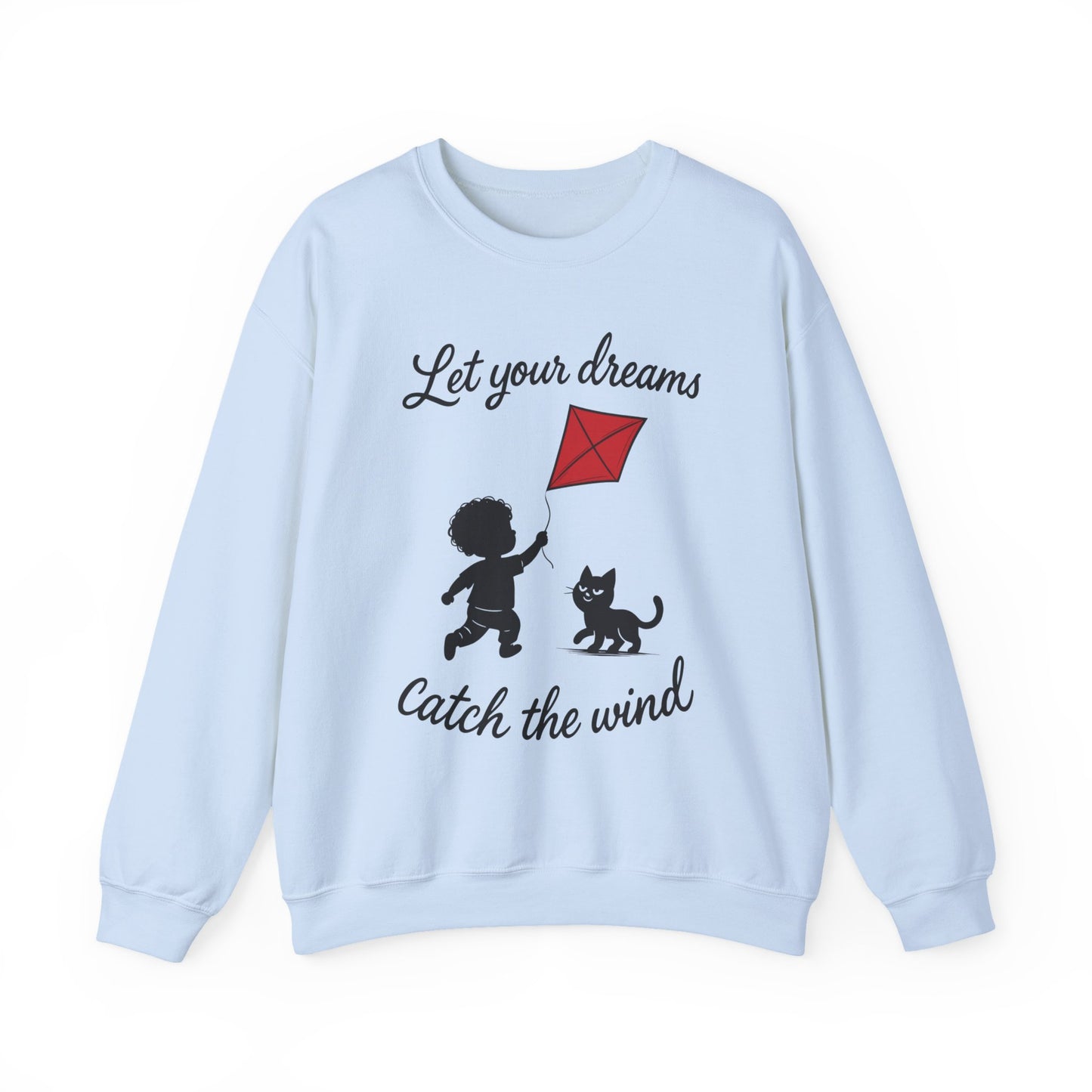 Dream Big Womens Crewneck Sweatshirt, Inspirational Gift, Cozy Lounge Wear, Cat Lover's Apparel, Kid's Motivation Sweatshirt