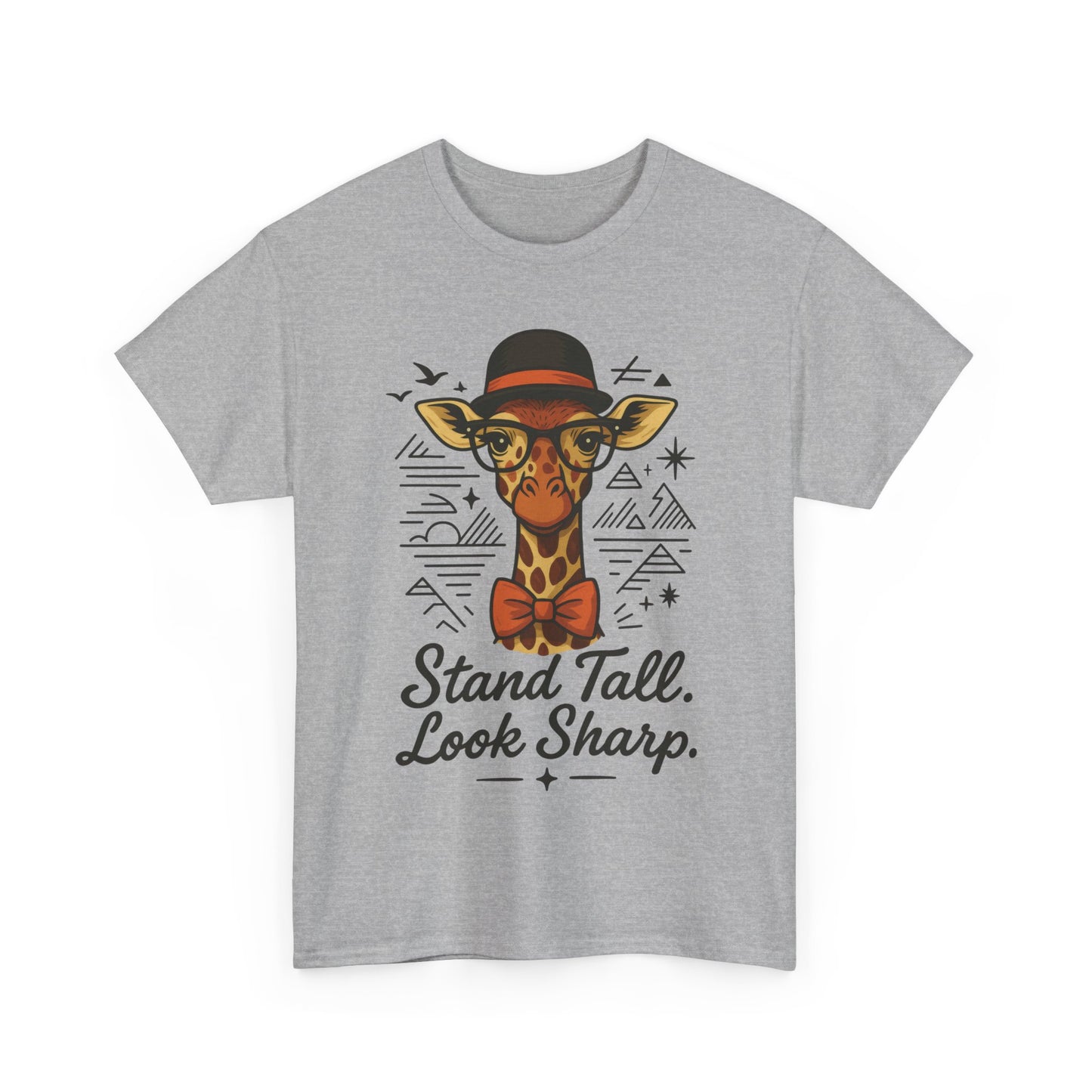 Hipster Giraffe T-Shirt with Hat and Glasses, Whimsical Giraffe Tee, Fun Gift, Cute Graphic Shirt, Unisex Heavy Cotton Tee