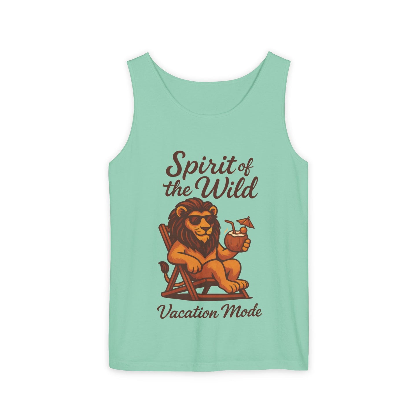 Spirit of the Wild Lion Tank Top - Vacation Mode Funny Summer Sleeveless Shirt for Men, Summer Wear, Graphic Tees, Beach Outfit