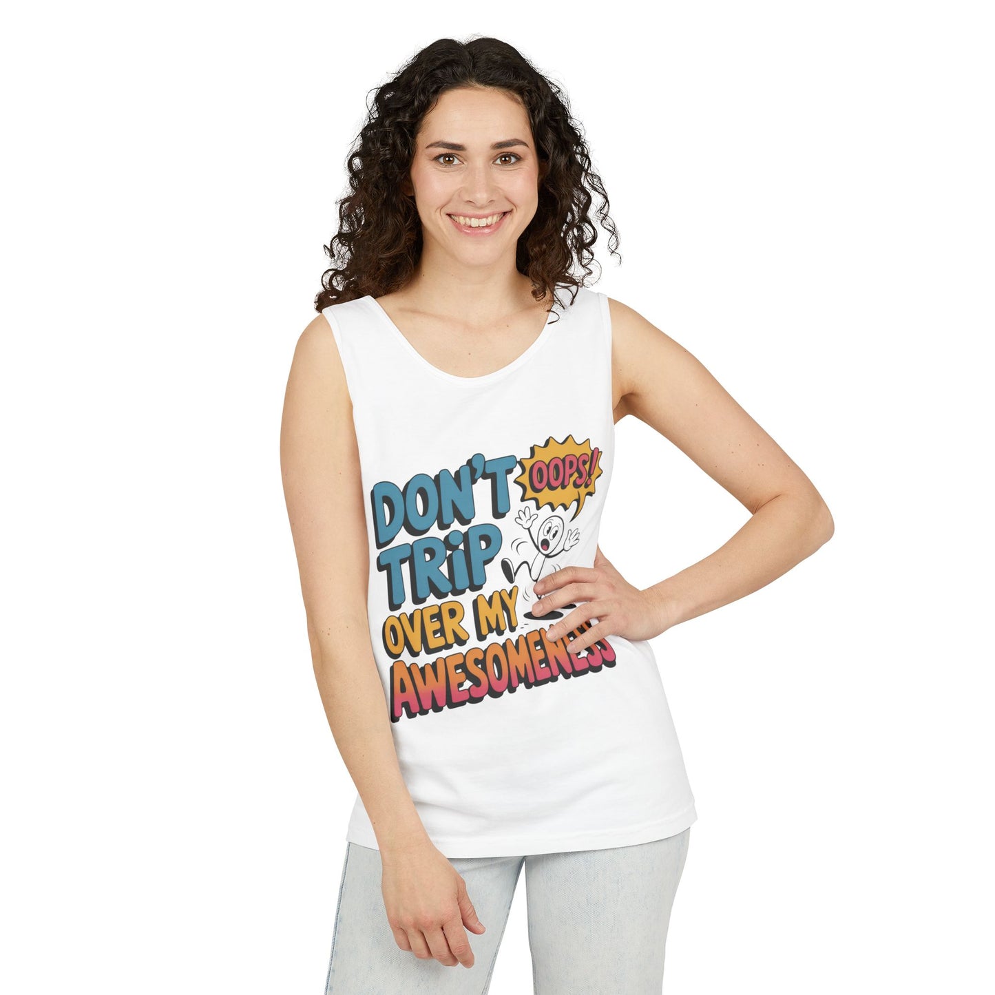 Funny Graphic Tank Top, Don't Trip Over My Awesomeness Tank, Womens Cotton Tank for Casual Wear, Gift for Friends, Birthday Gift, Humor Tee