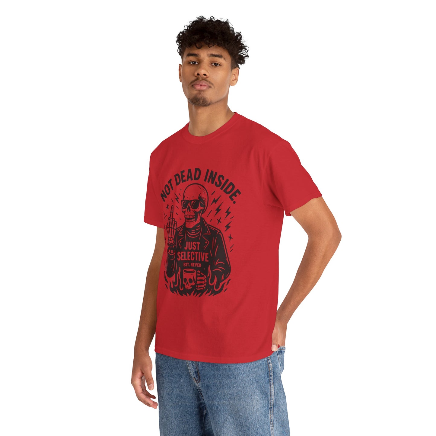 Mens Dark Humor Graphic Shirt, Not Dead Inside, Funny Graphic Shirt for Casual Wear, Gifts for Him, Halloween, Occasions, Funny Skeleton Tee