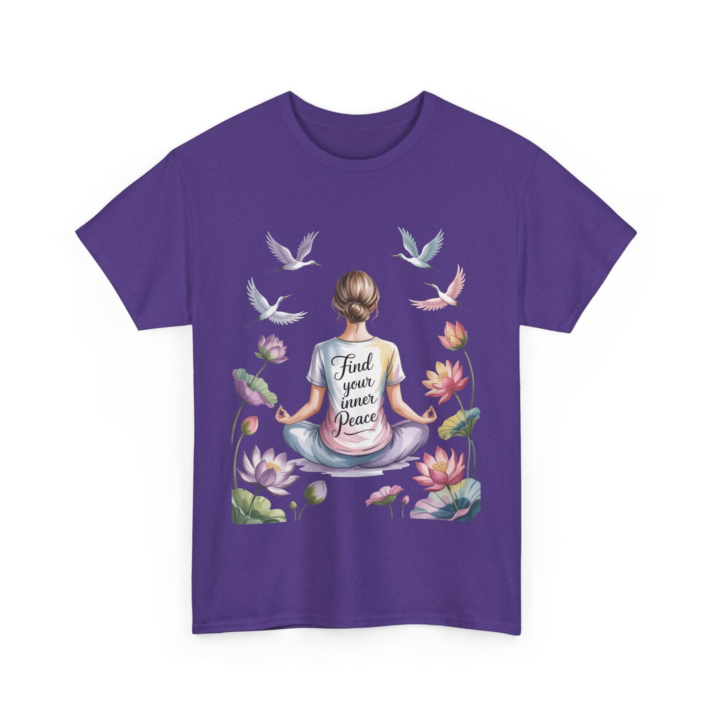 Find Your Inner Peace Womens Heavy Cotton Tee, Motivational Shirt, Meditation Apparel, Relaxation Gift, Casual Wear, Mindfulness Tee