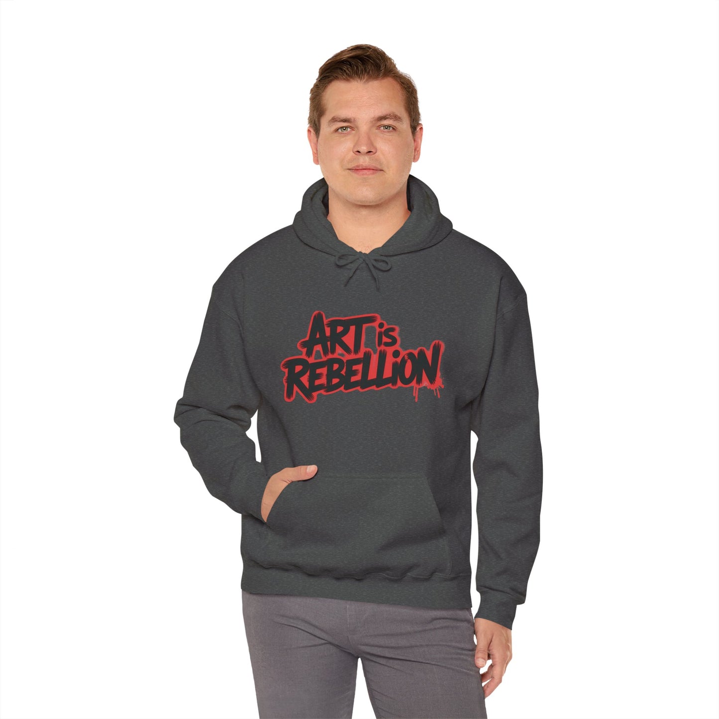 Men's Heavy Blend™ Hooded Sweatshirt, Art Is Rebellion Men's Hoodie, Graffiti Street Art Pullover, Urban Rebellion Hoodie for Skaters
