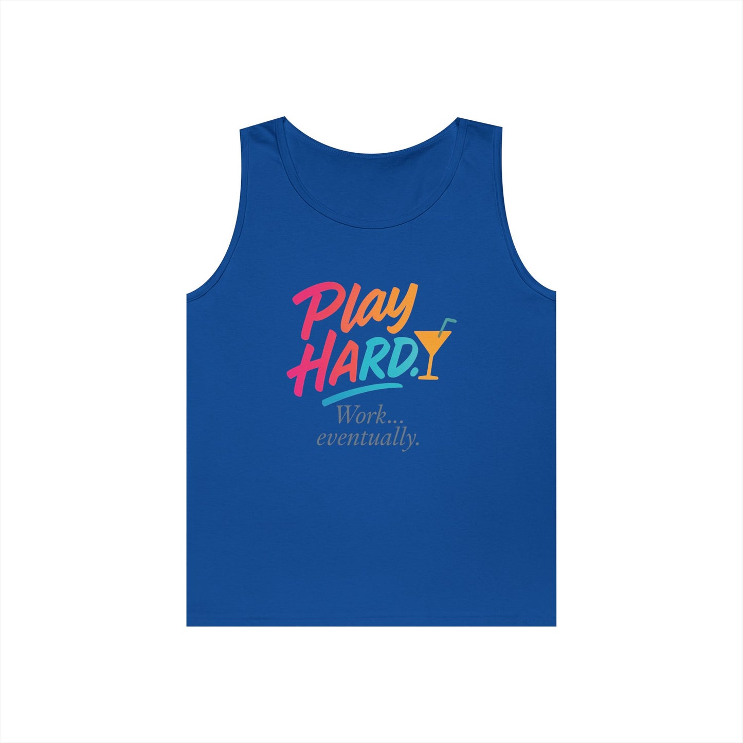 Play Hard, Work Eventually Tank Top, Womens Cotton Tank, Summer Apparel, Casual Wear, Gift for Him/Her, Beach Ready