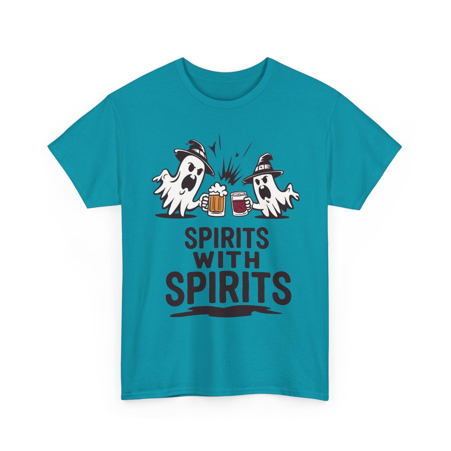 Spirits With Spirits Men's T-Shirt, Funny Ghost Drinking Halloween Party Graphic Tee
