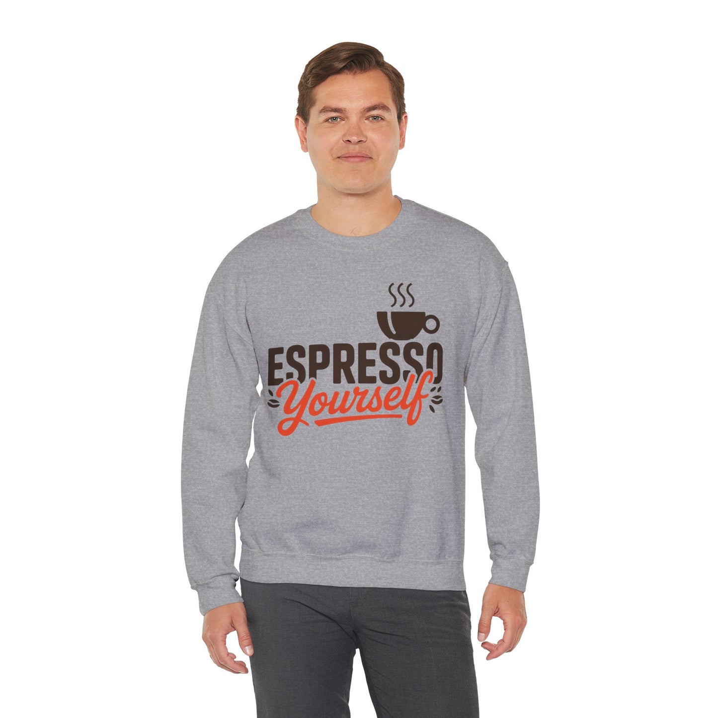 Men's Heavy Blend™ Crewneck Sweatshirt, Espresso Yourself Sweatshirt, Funny Coffee Lover Mens Crewneck, Cafe Lover Gift