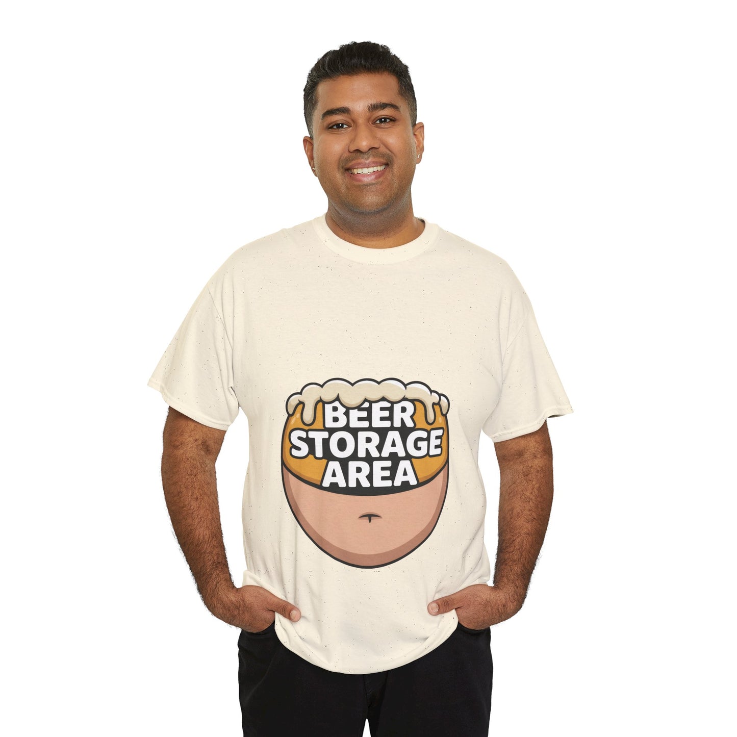 Funny Beer Belly T-Shirt, Beer Storage Area Graphic Tee for Men, Dad Bod Humor Shirt, Beer Lovers Gift, Drinking Gift, Party Apparel