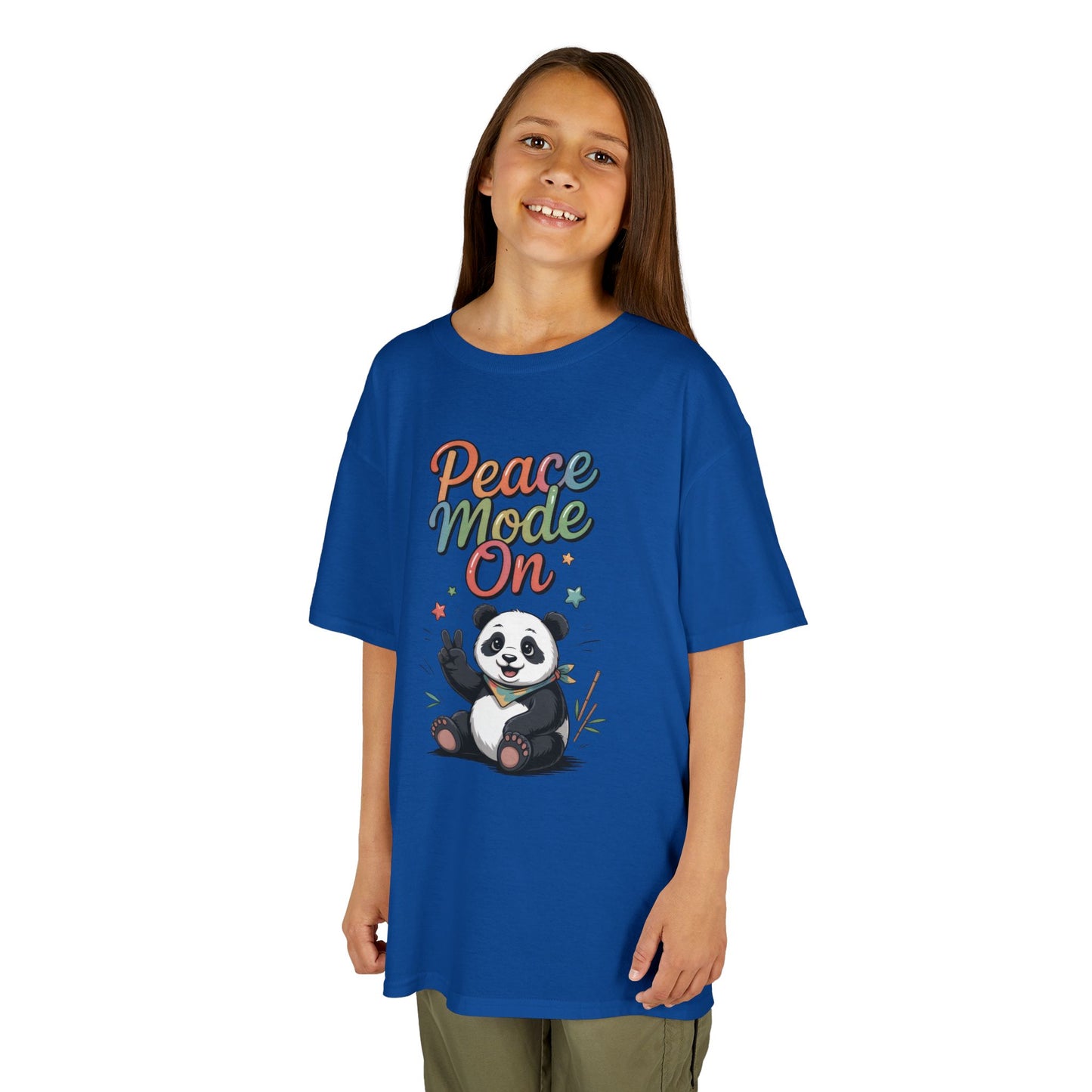 Peace Mode On Kids Tee, Cute Panda Shirt, Fun Gift for Children, Peace-Themed Apparel, Perfect for Birthdays, Casual Wear