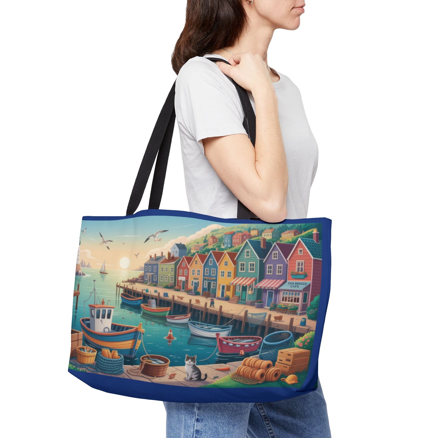 Scenic Coastal Weekender Tote Bag, Beach Bag, Travel Tote, Weekend Getaway Essential, Eco-Friendly Shopper, Summer Adventure Companion