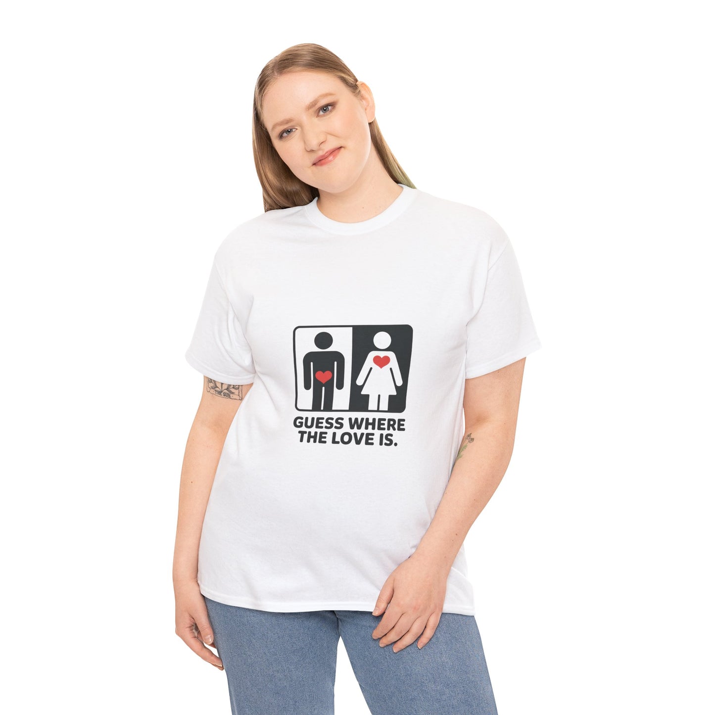 Funny Love Location Women's T-Shirt, Bold Graphic Humorous Relationship Tee, Gift for Couples, Valentine's Day Gift, Love joke tee