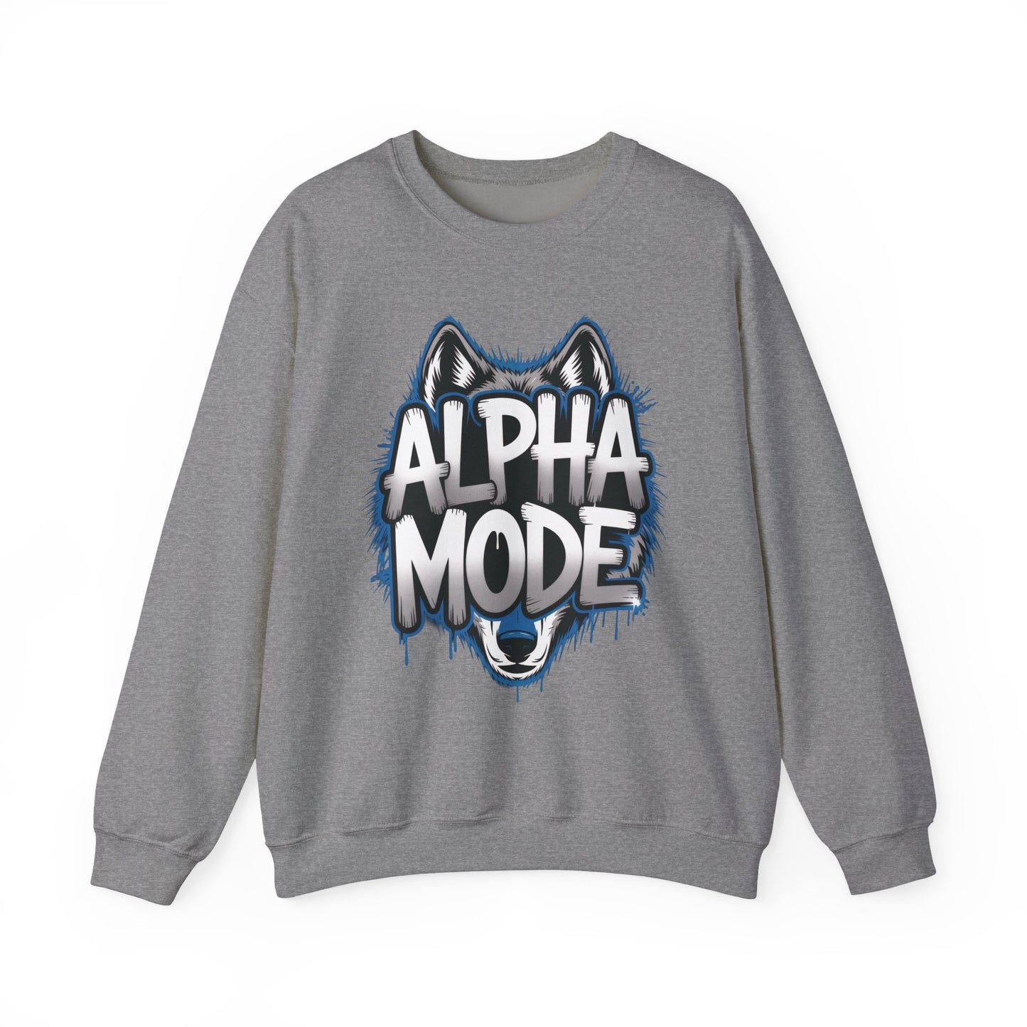 Mens Heavy Blend™ Crewneck Sweatshirt, Alpha Mode Mens Wolf Graphic Crewneck Sweatshirt