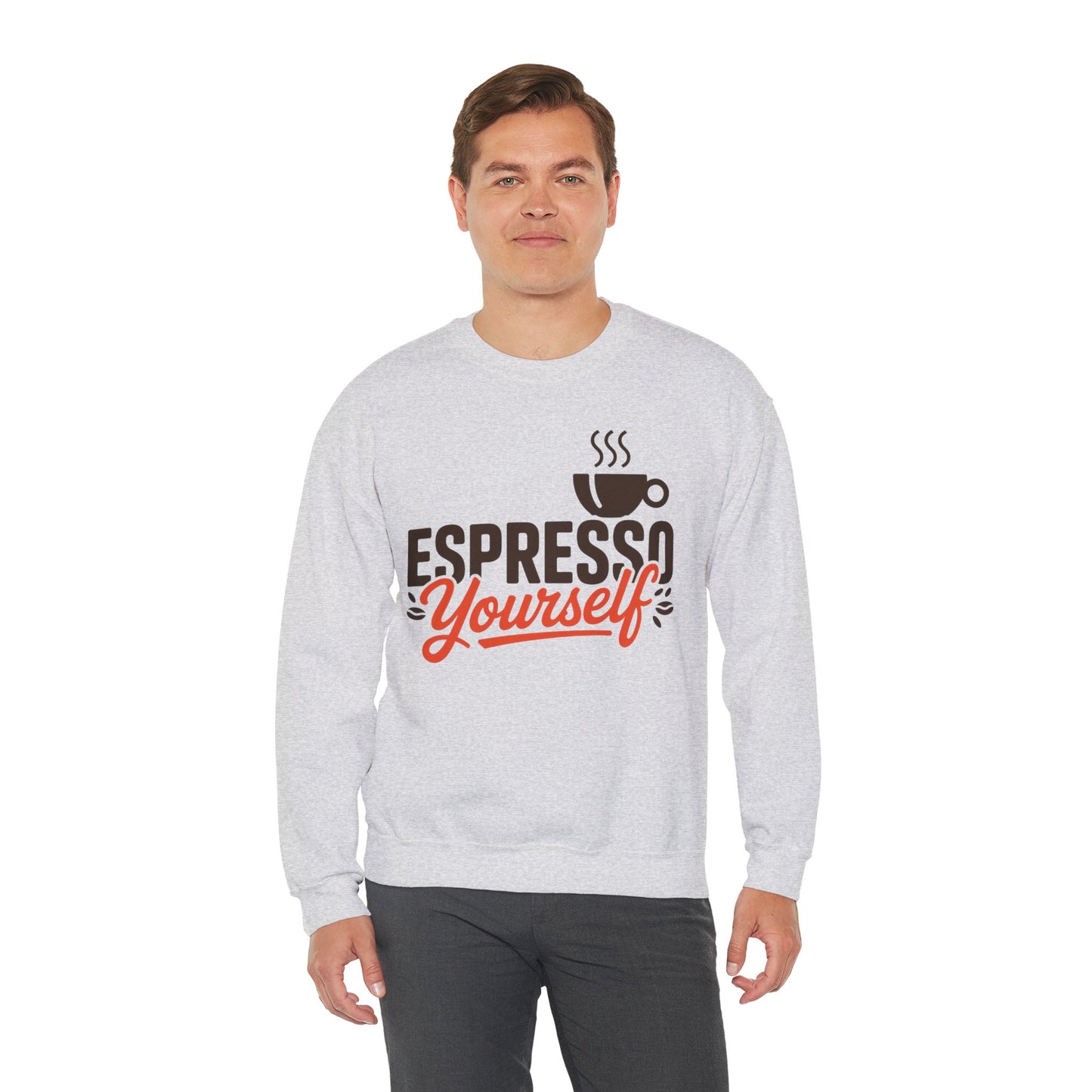 Men's Heavy Blend™ Crewneck Sweatshirt, Espresso Yourself Sweatshirt, Funny Coffee Lover Mens Crewneck, Cafe Lover Gift