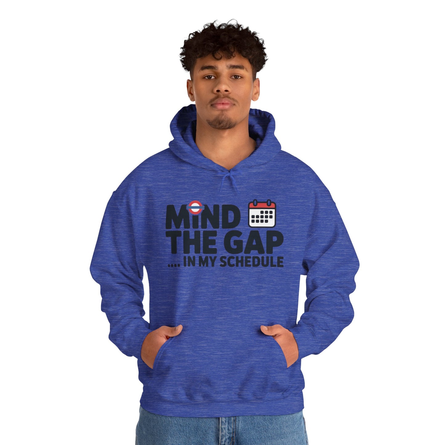 Men's Hoodie Funny Mind The Gap, London Tube Inspired Office Humor Hoodie, Comfy Graphic Sweatshirt