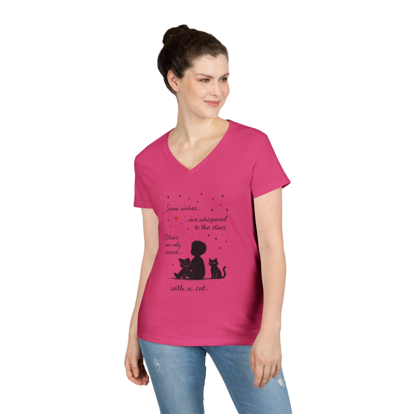 Whimsical Cat Lovers' V-Neck T-Shirt - Perfect Gift for Cat Enthusiasts, Animal Lovers, Birthday, and Pet Owners