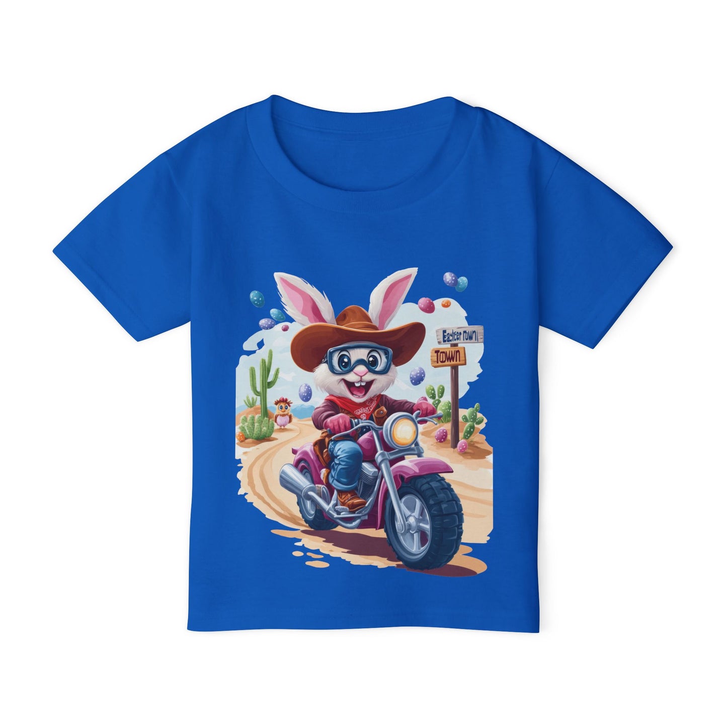 Easter Bunny Motorcycle Toddler T-Shirt - Fun Spring Tee for Kids, Biker Bunny Shirt, Cute Easter Gift, Cotton Tee for Boys and Girls