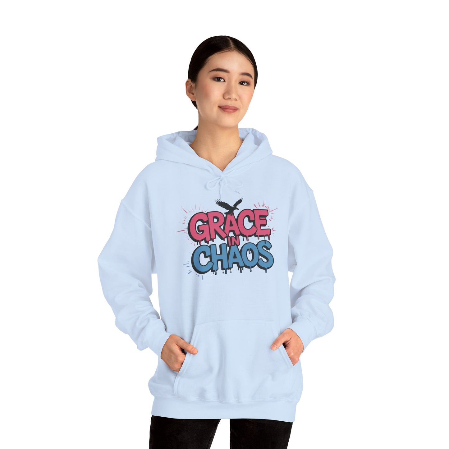 Women's Hoodie Grace in Chaos, Graffiti Dripping Street Art Urban Hoodie, Bold Graphic Pullover