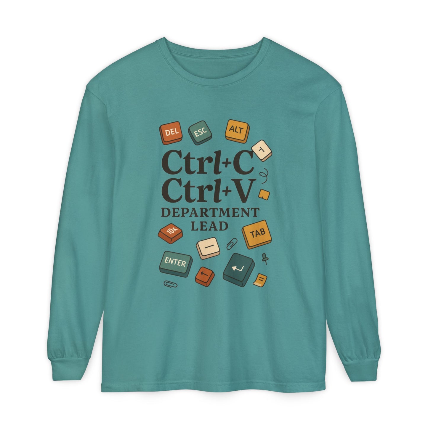 Graphic Long Sleeve Tee, Ctrl+C Ctrl+V Department Lead, Funny Office Humor Shirt, Programmer Gift, Tech Nerd Tee, IT Department Apparel