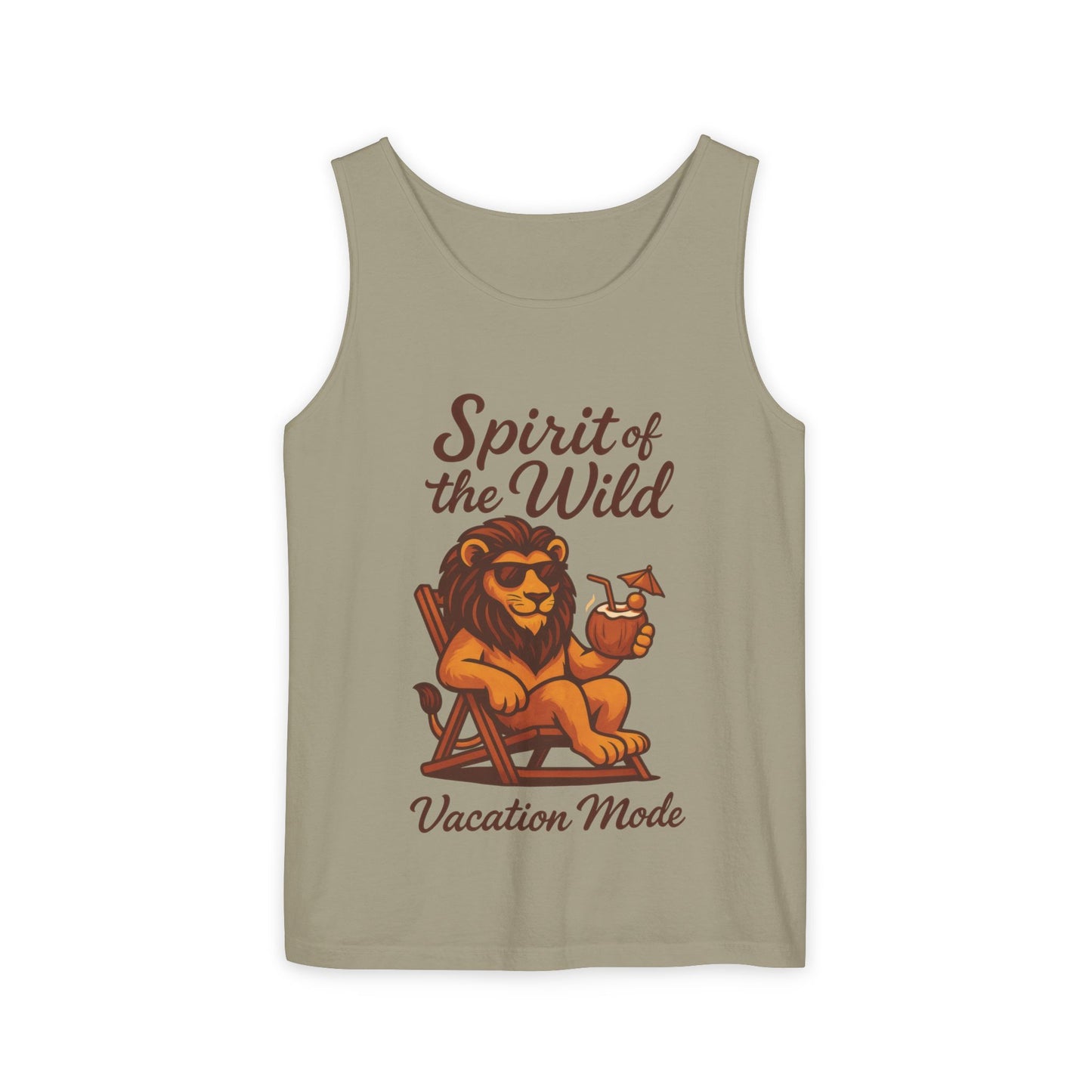 Spirit of the Wild Lion Tank Top - Vacation Mode Funny Summer Sleeveless Shirt for Men, Summer Wear, Graphic Tees, Beach Outfit