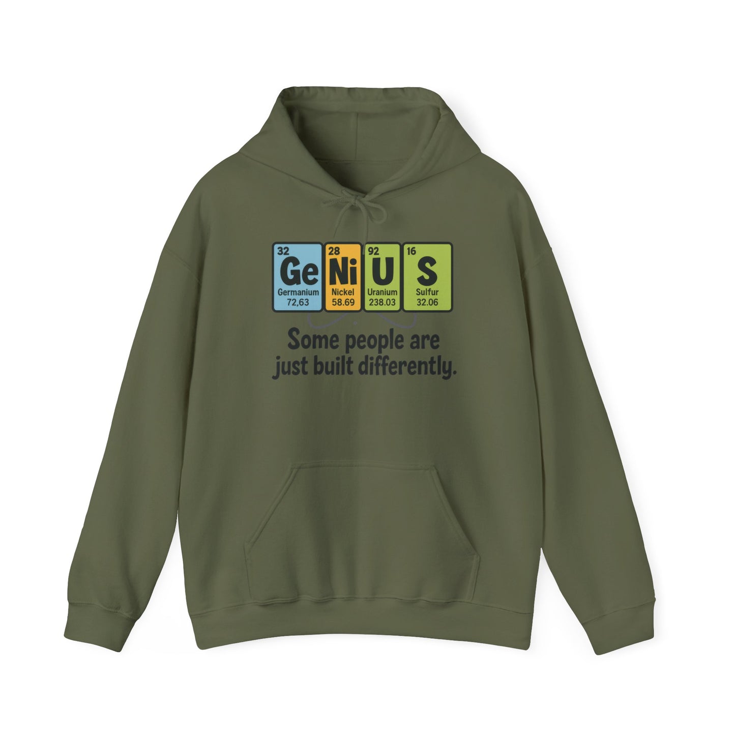 Funny Mens Genius Hoodie, Periodic Table Nerd Sweatshirt, Smart Science Pullover Gift for Him, Science Lover Apparel, Funny Hoodie