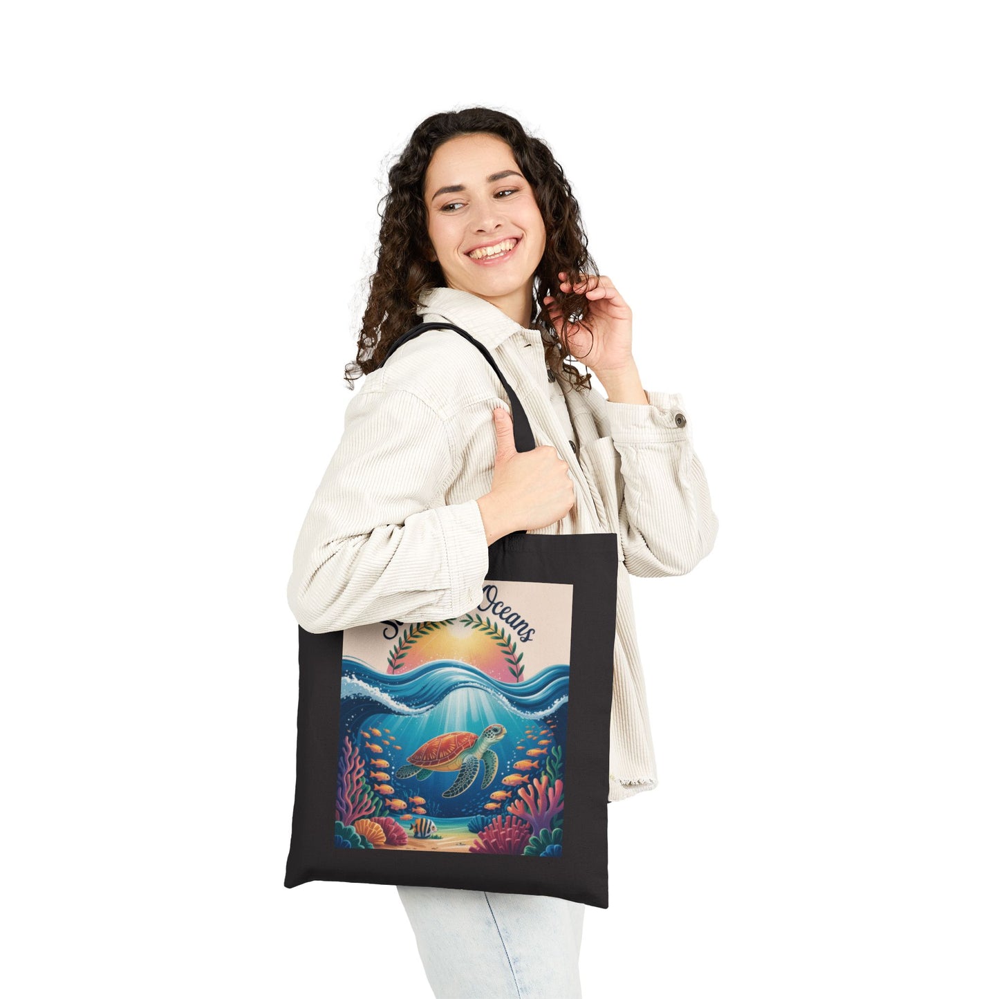 Eco-Friendly Ocean Conservation Tote Bag, Reusable Grocery Bag, Beach Bag, Gift for Ocean Lovers, Summer Accessories