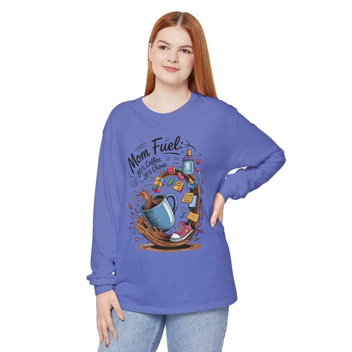 Mom Fuel Long Sleeve T-Shirt, Coffee Lovers Gift, Mother's Day Apparel, Cute Mom Shirt, Coffee Lover Mom Life Top, Coffee Lover's Tee