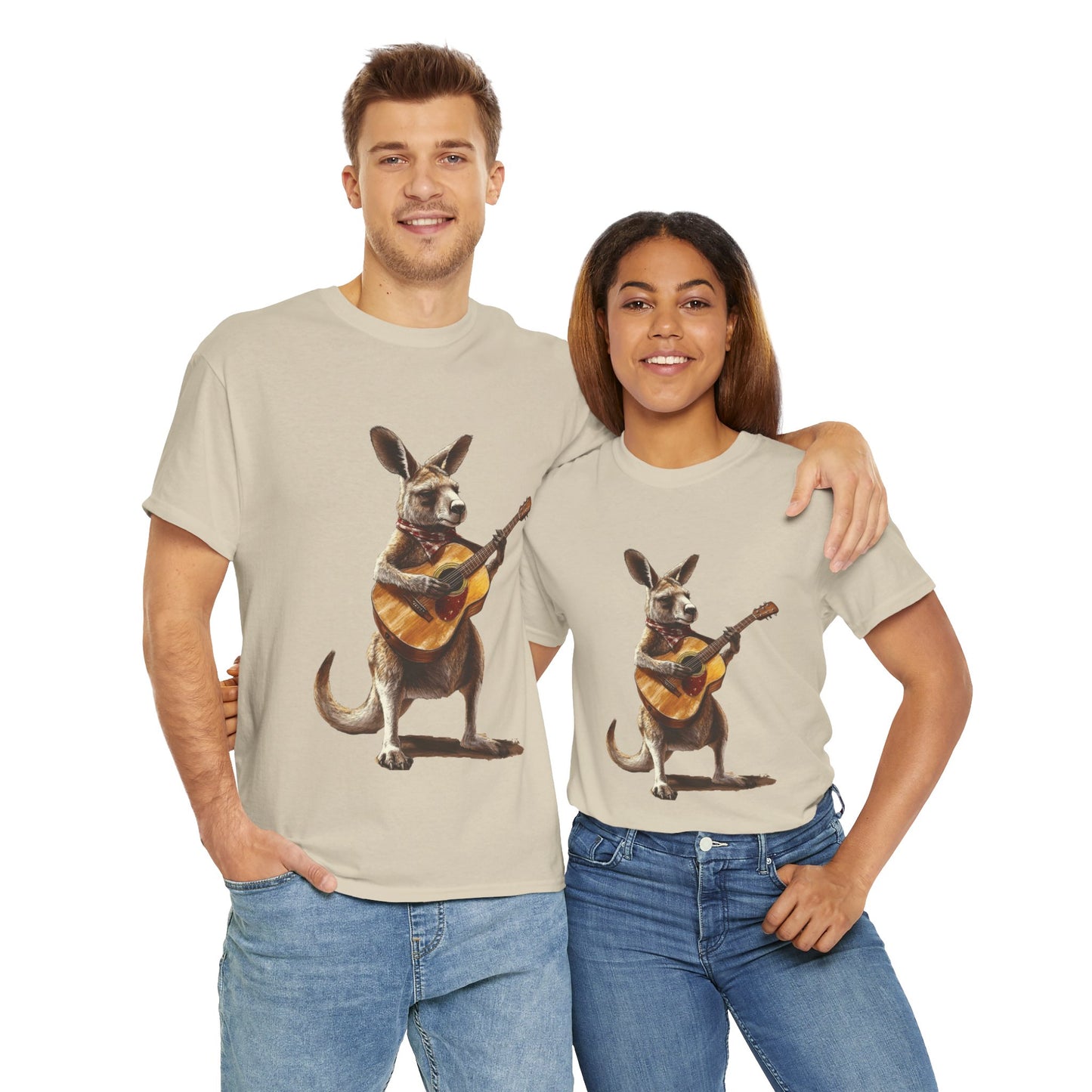 Kangaroo Musician Tee, Fun Graphic Shirt, Unisex Cotton Tee, Gift for Music Lovers, Aussie Music Lover Gift, Guitar Playing Kangaroo T-Shirt