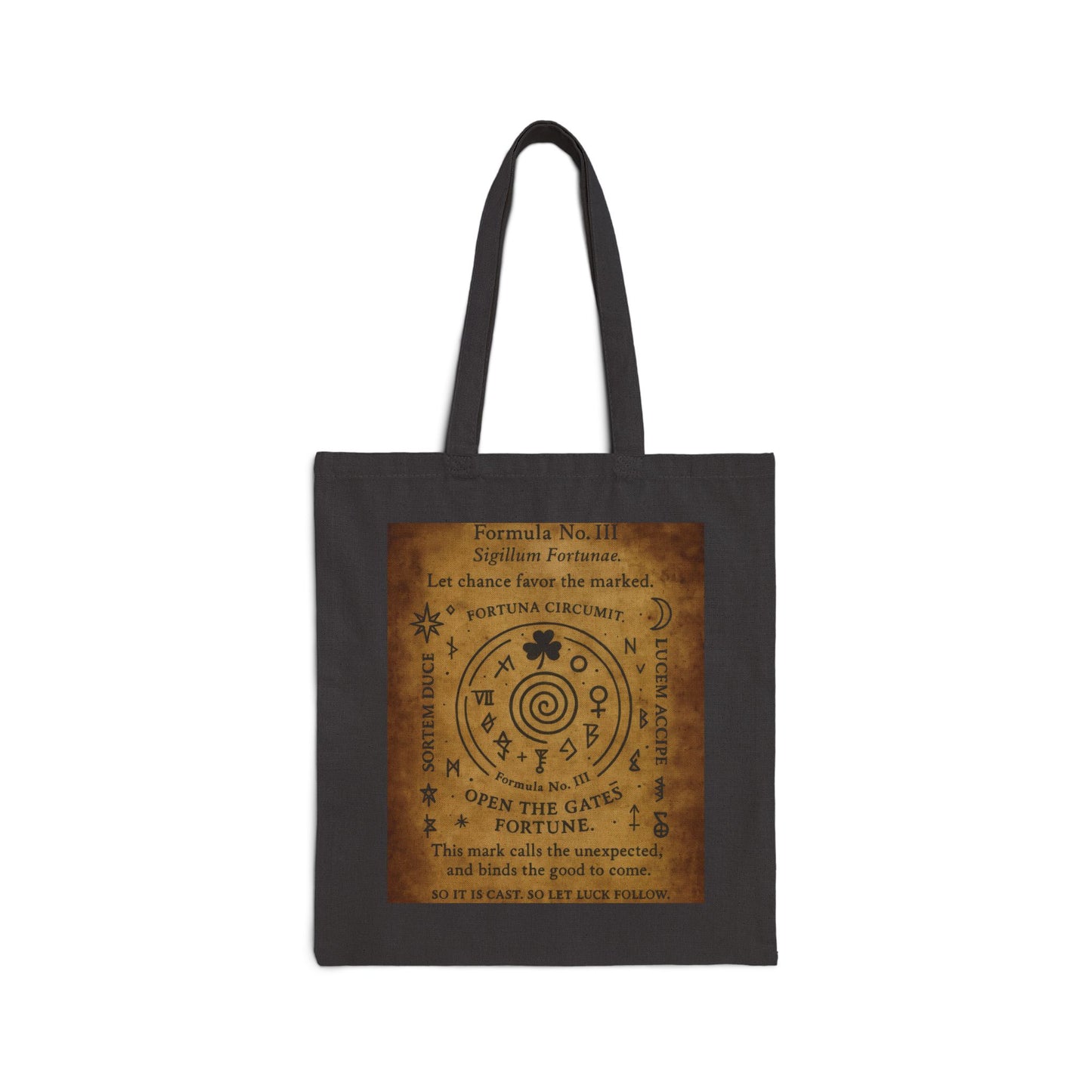 Sigil of Fortune Tote Bag, Lucky Charm Spell Symbol, Occult Spiral Design, Witchy Canvas Bag, Mystic Luck Amulet Art, Boho Bag