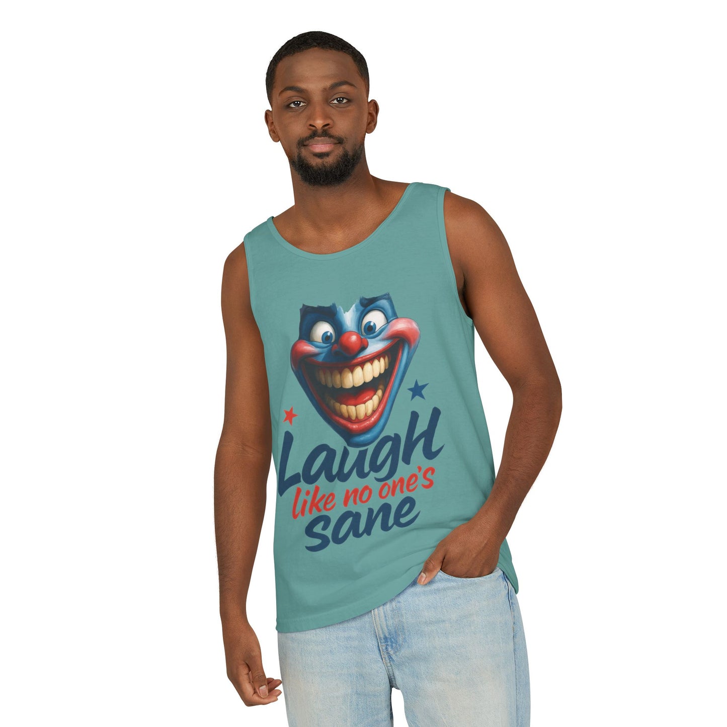 Laugh Out Loud Unisex Tank Top, Funny Graphic Top, Humor Shirt, Summer Apparel, Gift for Clowns, Party Wear